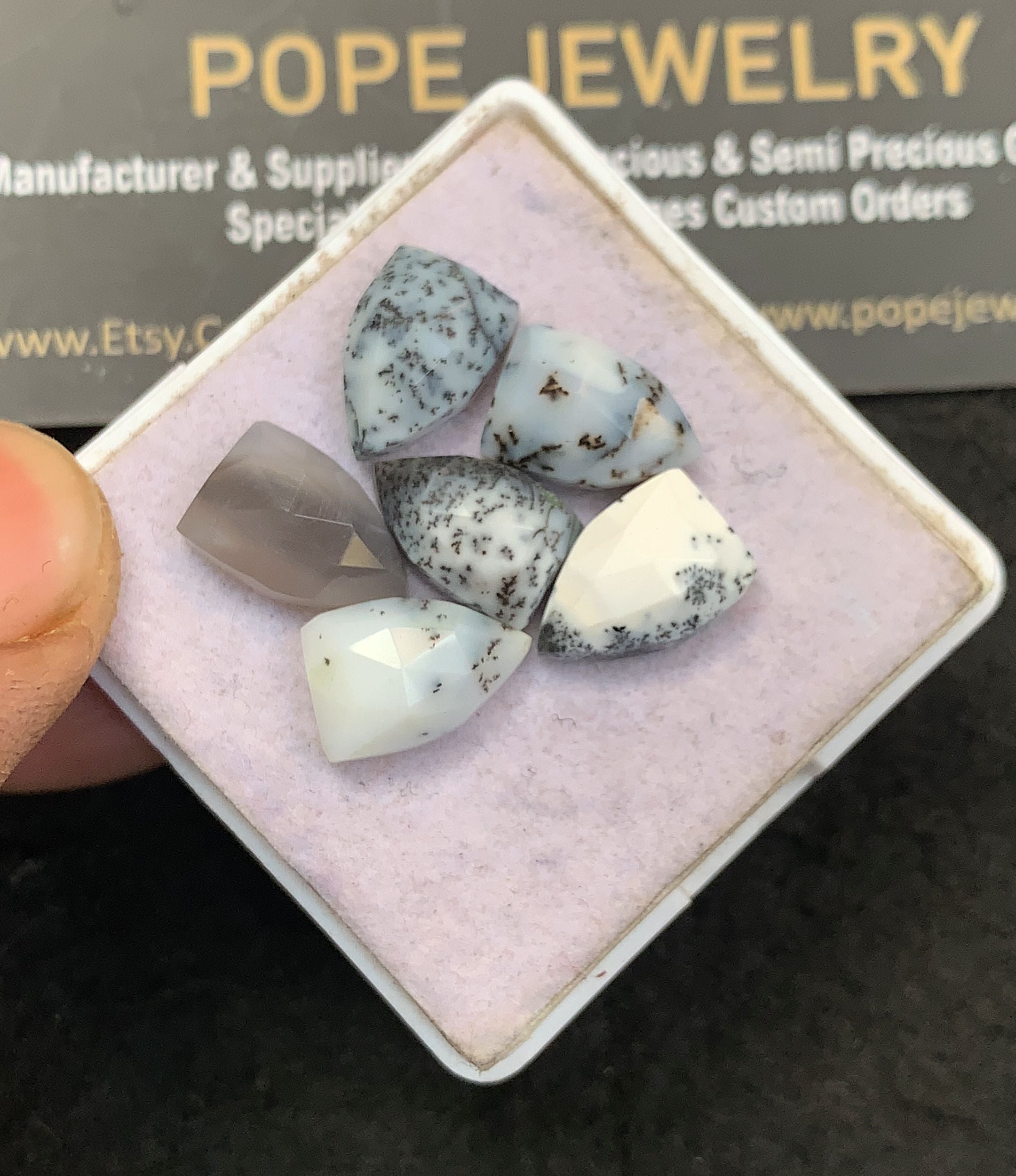 Natural Dendrite Opal Gemstone Rose Cut Fancy Shape Cabochon High Quality Loose Gemstones For Jewelry Making 12x8 MM Size 7 Pcs V5160