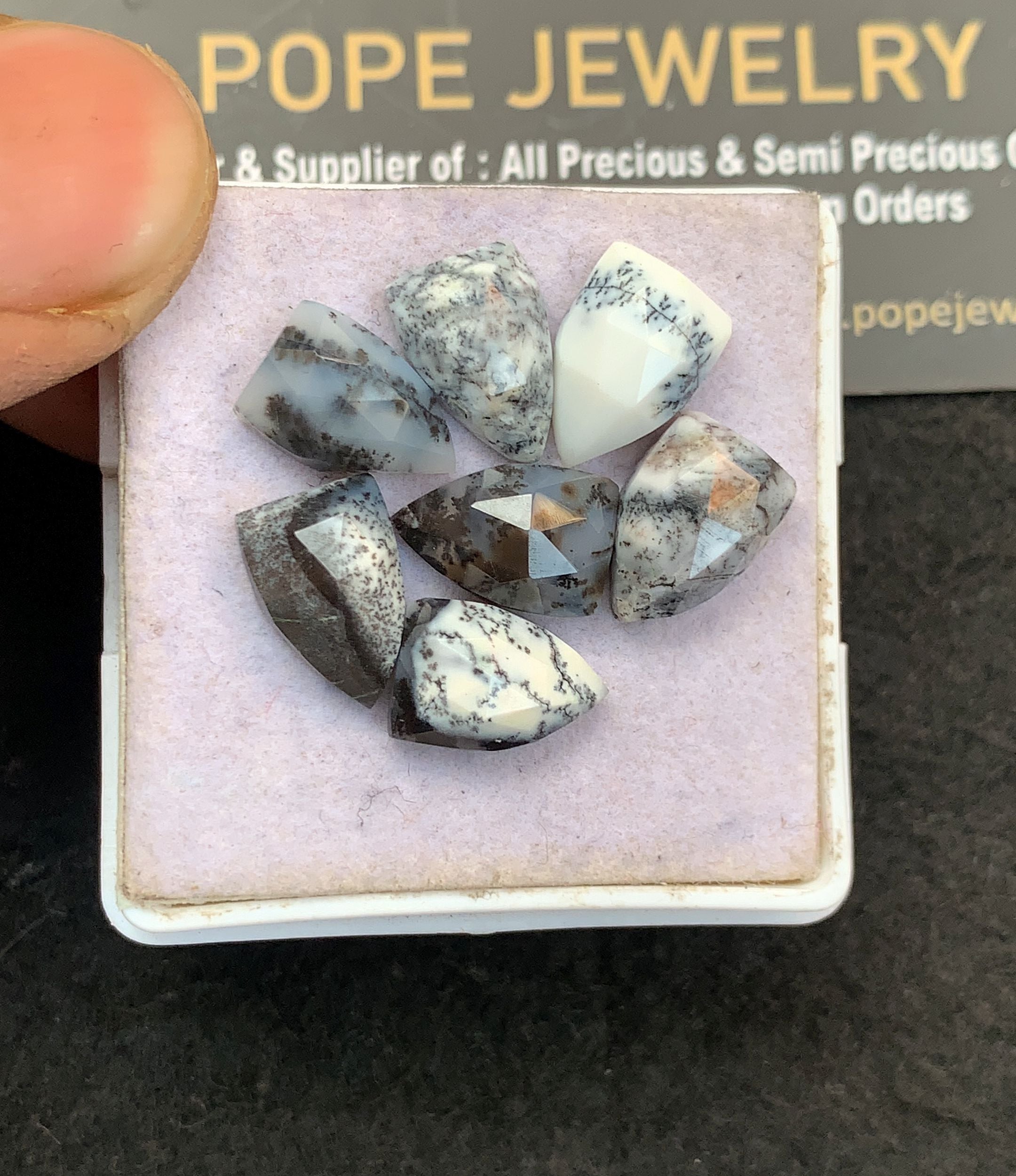 Natural Dendrite Opal Gemstone Rose Cut Fancy Shape Cabochon High Quality Loose Gemstones For Jewelry Making 12x8 MM Size 7 Pcs V5161