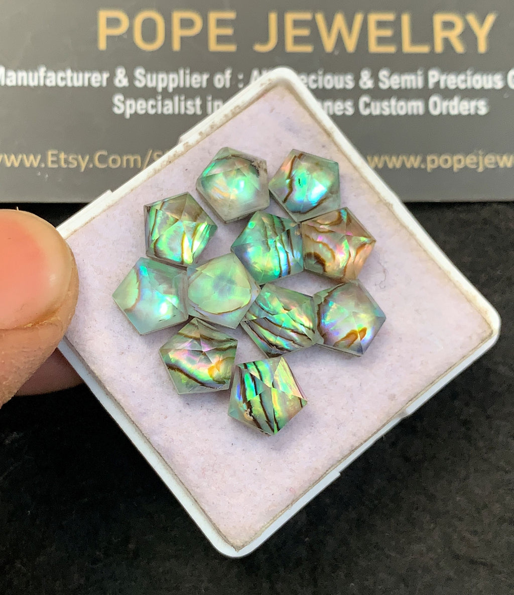 Natural Abalone Shell Pearl Doublet Gemstone Rose Cut Star Cabochon Loose Gemstone For Jewelry Making Wholesalegems 8 MM Size 11 Pcs V5165