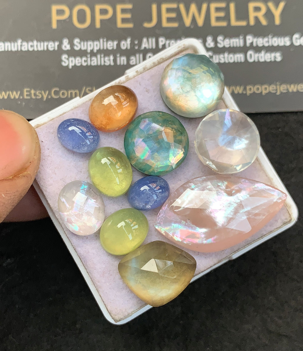 Natural Mix Stone Gemstone Fancy Shape Cabochon High Quality Loose Gemstones For Jewelry Making 8-25 MM Size 11 Pcs V5166