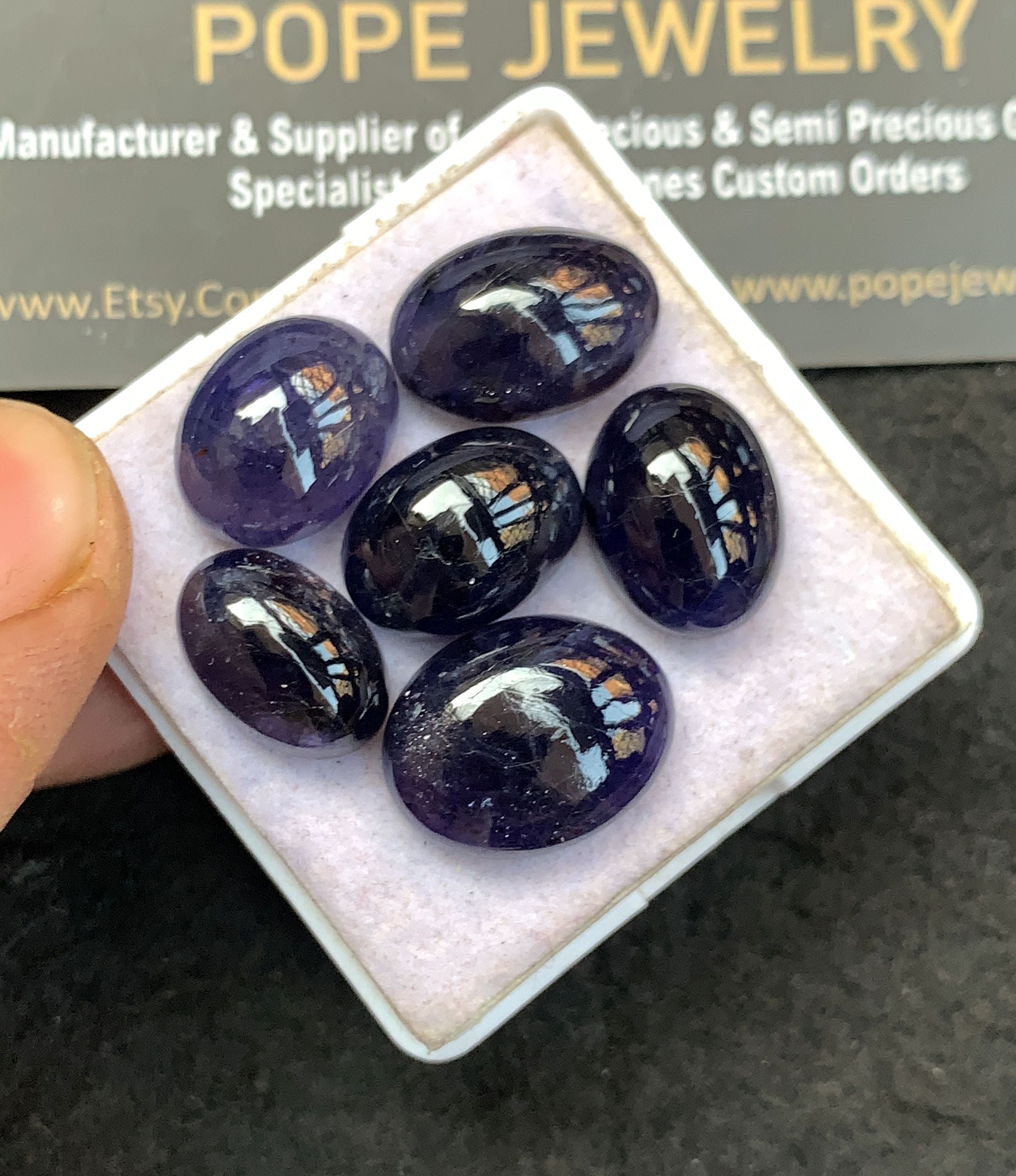 100% Natural Iolite Gemstone Smooth Oval Shape Cabochon High Quality Loose Gemstones For Jewelry Making 13-16 MM Size 6 Pcs V5167