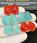 Natural Carnelian Aqua Chalceodny Gemstone Precision Cut Mix Shape Cabochon High Quality Loose Gemstones For Jewelry Making 14-18 MM Size 5 Pair SM20827