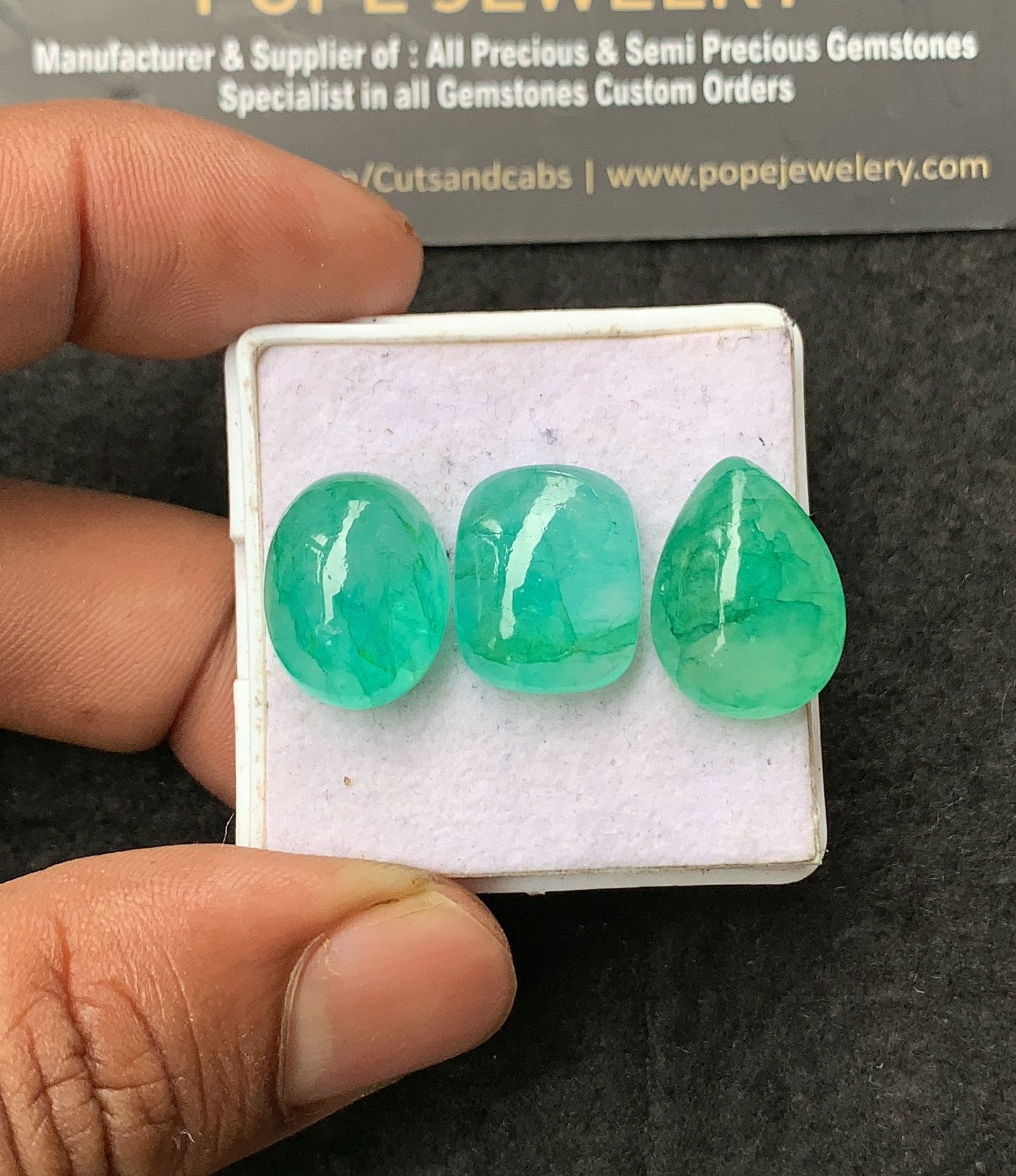 Natural Beryl Gemstone Smooth Mix Shape Cabochon High Quality Loose Gemstones For Jewelry Making 16-18 MM Size 3 Pcs V3019
