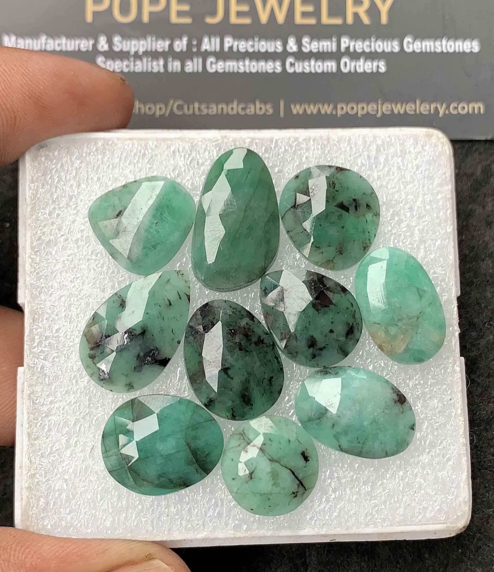 Natural Emerald Gemstone Rose Cut Mix Cabochon High Quality Loose Gemstones For Jewelry Making 13-21 MM Size 10 Pcs V3029