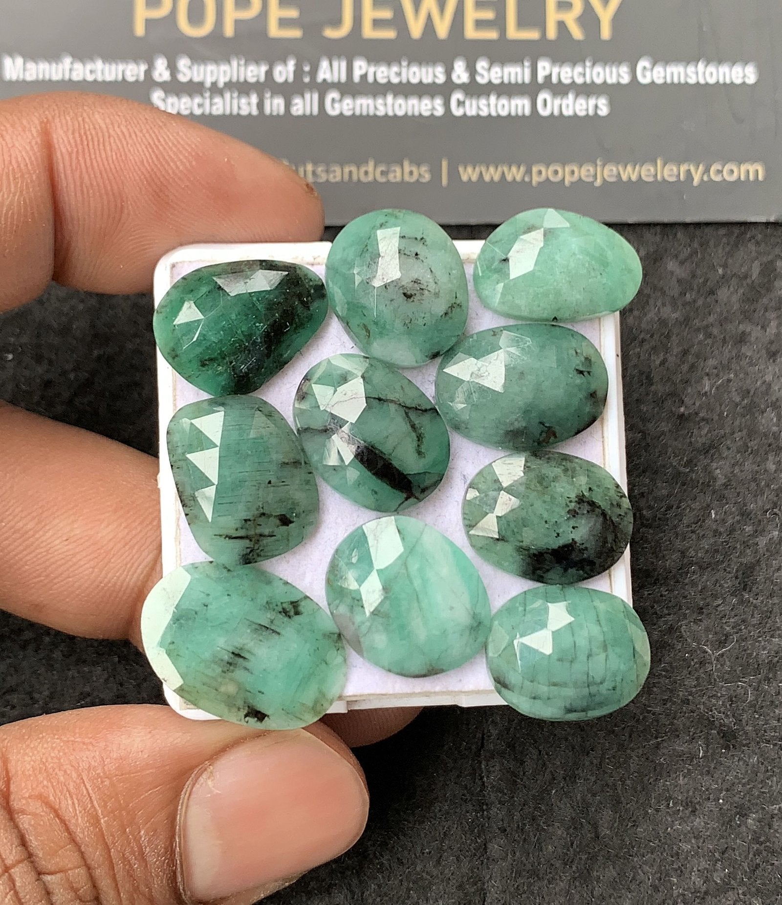 Natural Emerald Gemstone Rose Cut Mix Cabochon High Quality Loose Gemstones For Jewelry Making 14-15 MM Size 10 Pcs V3030