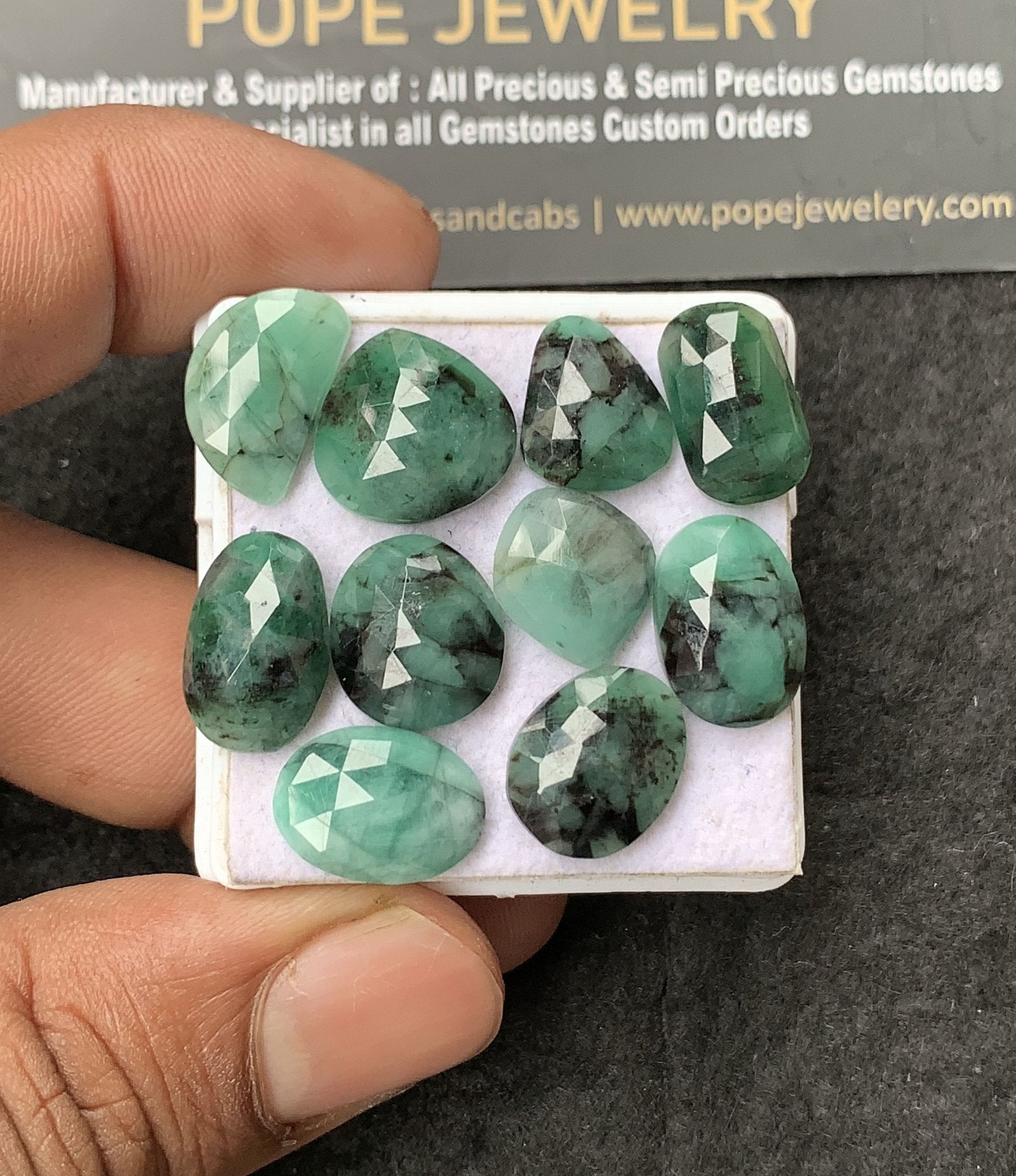 Natural Emerald Gemstone Rose Cut Mix Cabochon High Quality Loose Gemstones For Jewelry Making 12-15 MM Size 10 Pcs V3032