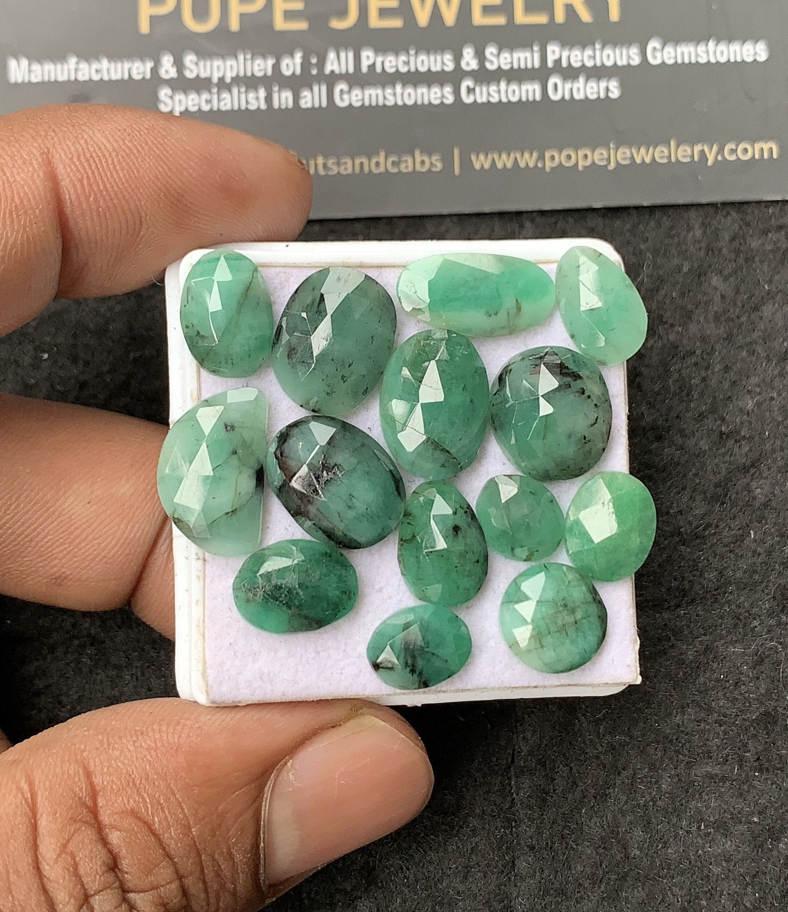 Natural Emerald Gemstone Rose Cut Mix Cabochon High Quality Loose Gemstones For Jewelry Making 8-15 MM Size 14 Pcs V3033