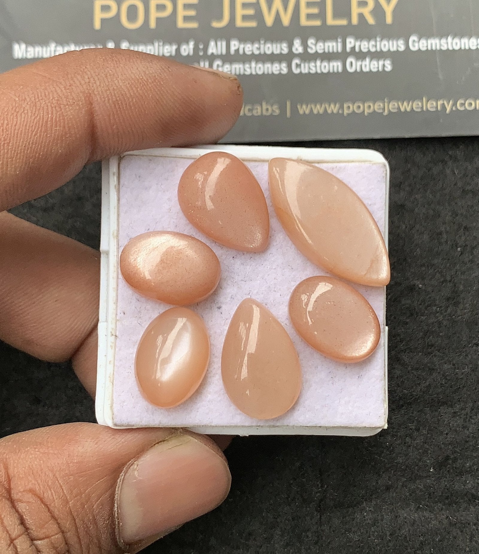 Natural Peach Moonstone Gemstone Smooth Mix Shape Cabochon High Quality Loose Gemstones For Jewelry Making 14-24 MM Size 6 Pcs V3042