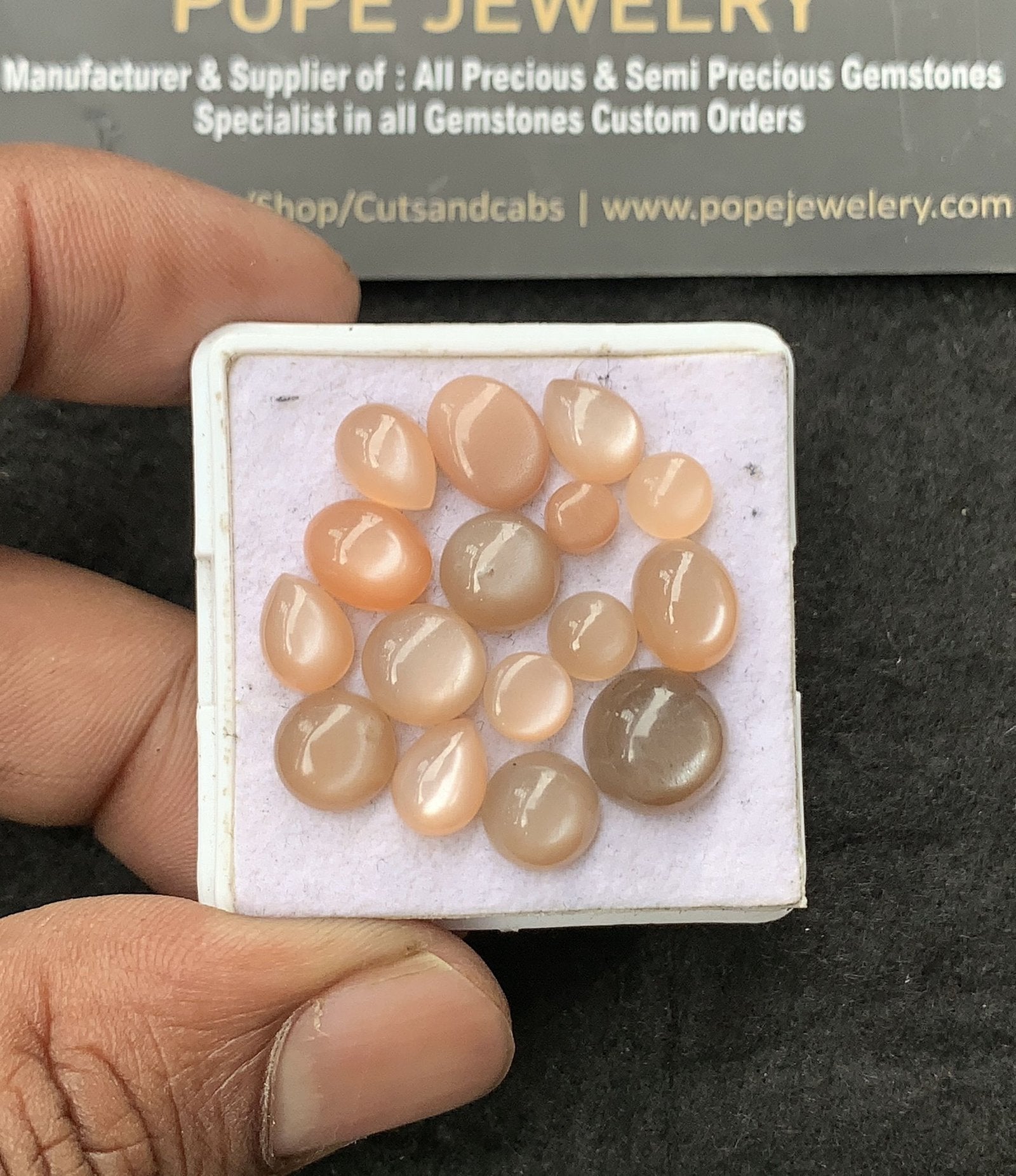 Natural Peach Moonstone Gemstone Smooth Mix Shape Cabochon High Quality Loose Gemstones For Jewelry Making 5-10 MM Size 16 Pcs V3044
