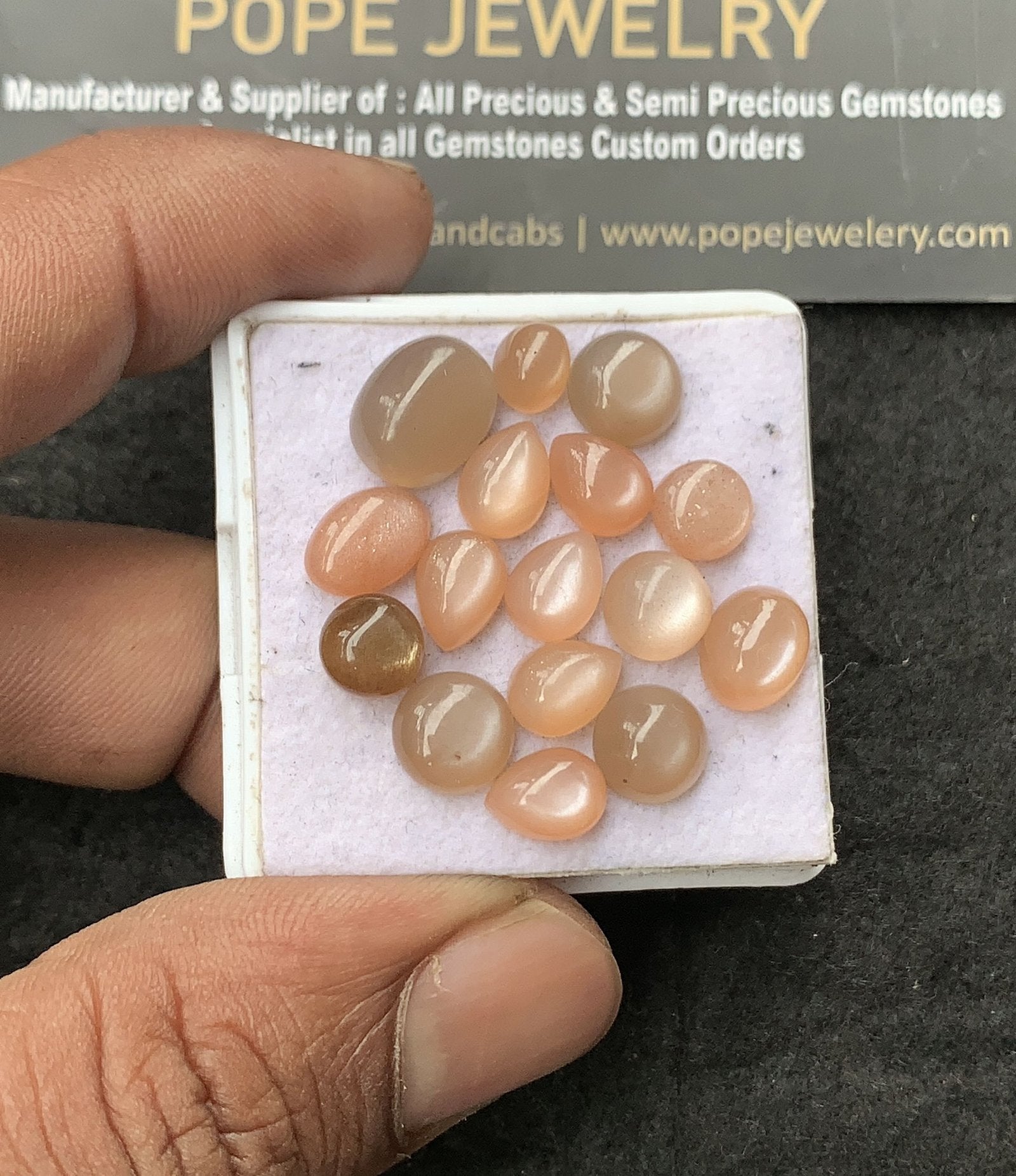 Natural Peach Moonstone Gemstone Smooth Mix Shape Cabochon High Quality Loose Gemstones For Jewelry Making 6-11 MM Size 16 Pcs V3045