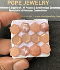 Natural Peach Moonstone Gemstone Step Cut Hexagon Shape Cabochon High Quality Loose Gemstones For Jewelry Making 10-12 MM Size 12 Pcs V3049