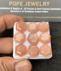 Natural Peach Moonstone Gemstone Step Cut Hexagon Shape Cabochon High Quality Loose Gemstones For Jewelry Making 12 MM Size 9 Pcs V3050