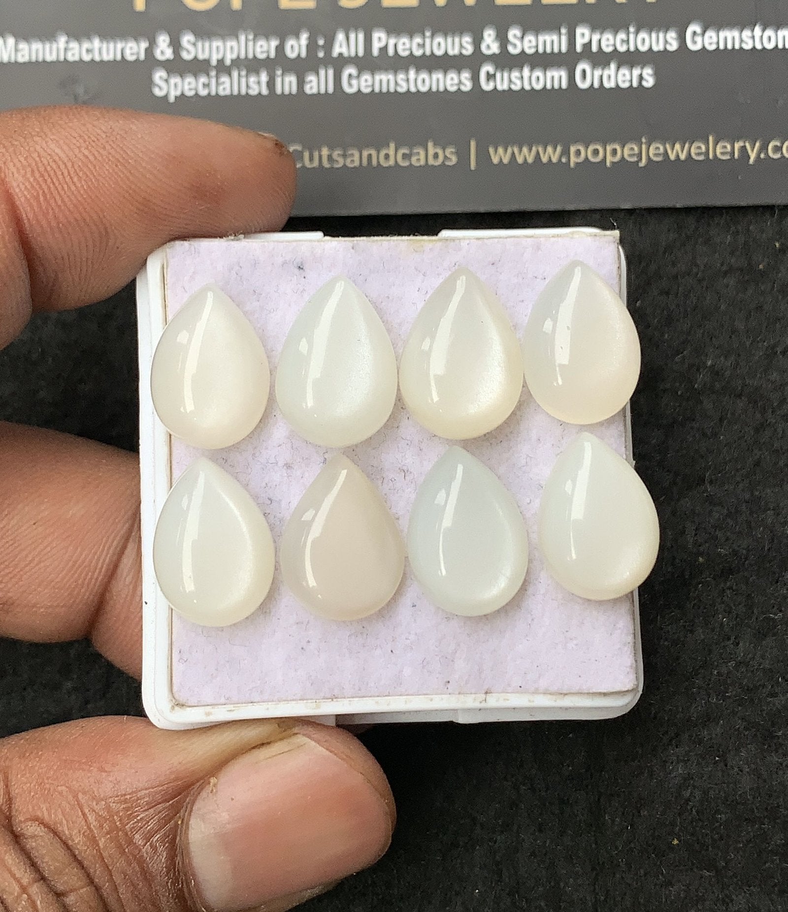 Natural White Moonstone Gemstone Smooth Pear Shape Cabochon High Quality Loose Gemstones For Jewelry Making 14x10 MM Size 8 Pcs V3053