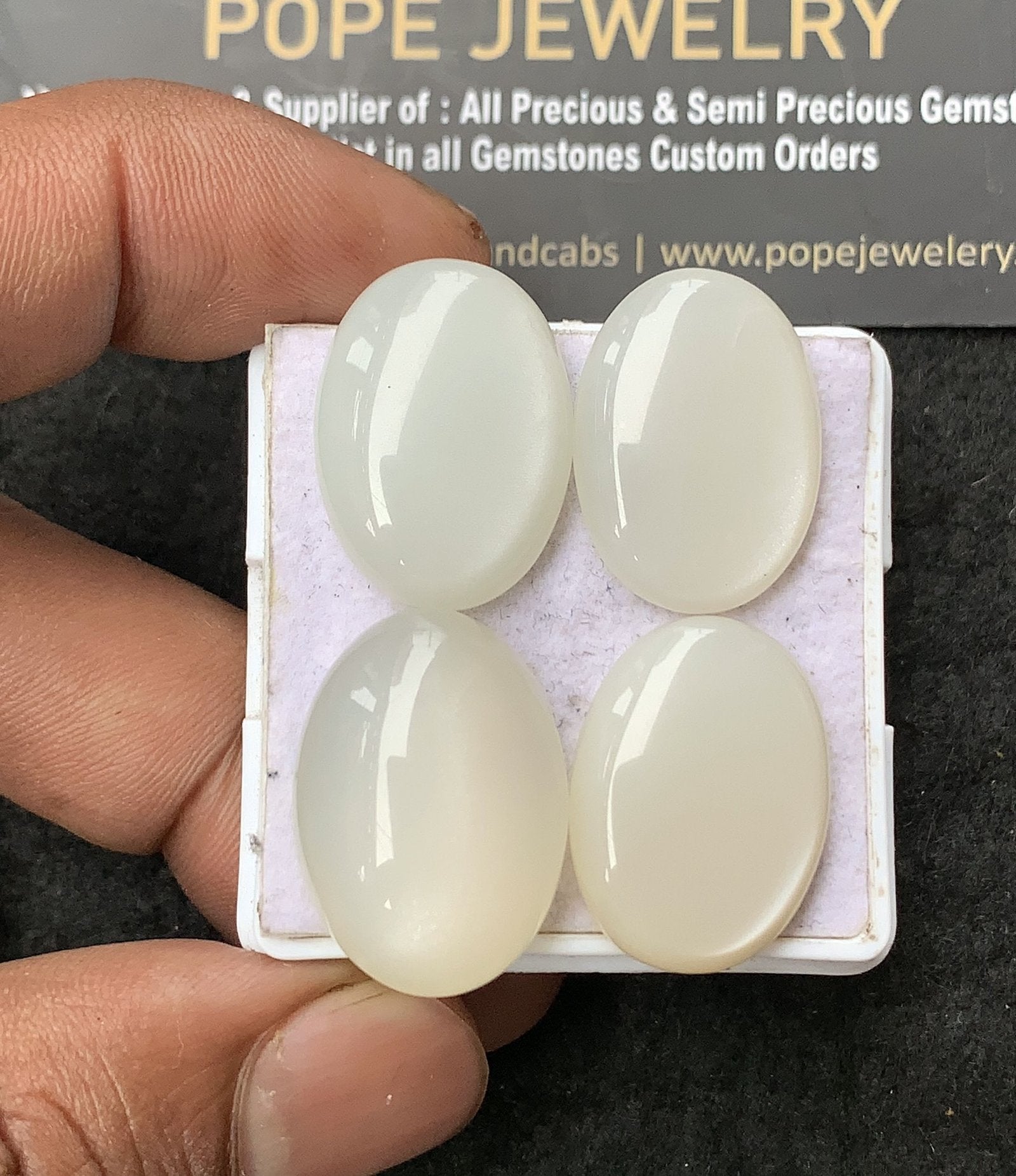 Natural White Moonstone Gemstone Smooth Oval Shape Cabochon High Quality Loose Gemstones For Jewelry Making 22-24 MM Size 4 Pcs V3056