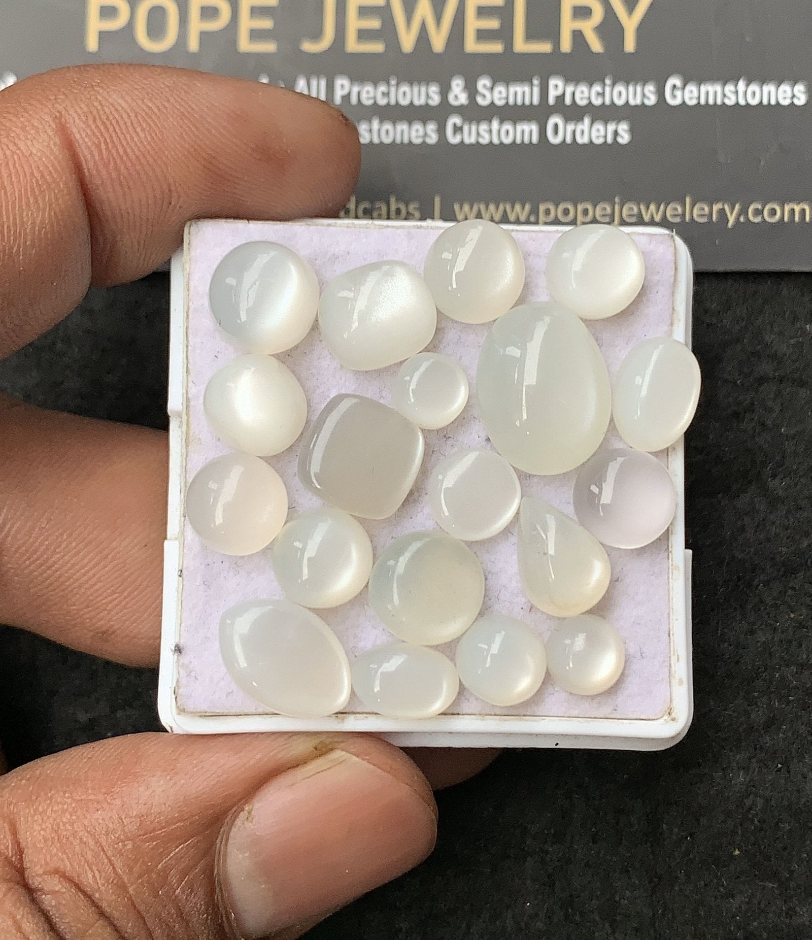 Natural White Moonstone Gemstone Smooth Mix Shape Cabochon High Quality Loose Gemstones For Jewelry Making 6-13 MM Size 19 Pcs V3060