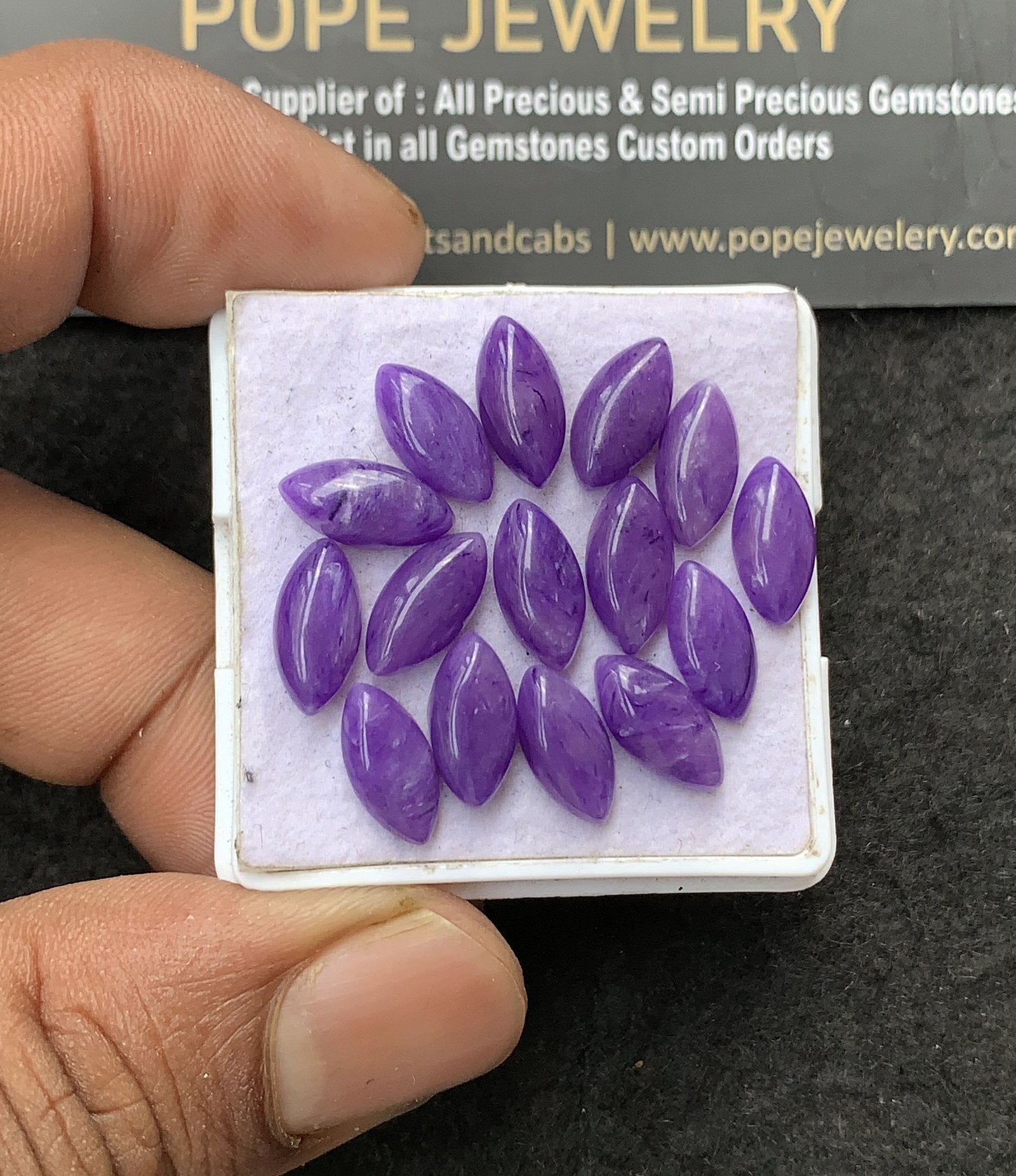 Charoite Quartz Gemstone Smooth Marquise Shape Cabochon High Quality Loose Gemstones For Jewelry Making 11-12 MM Size 17 Pcs V3063