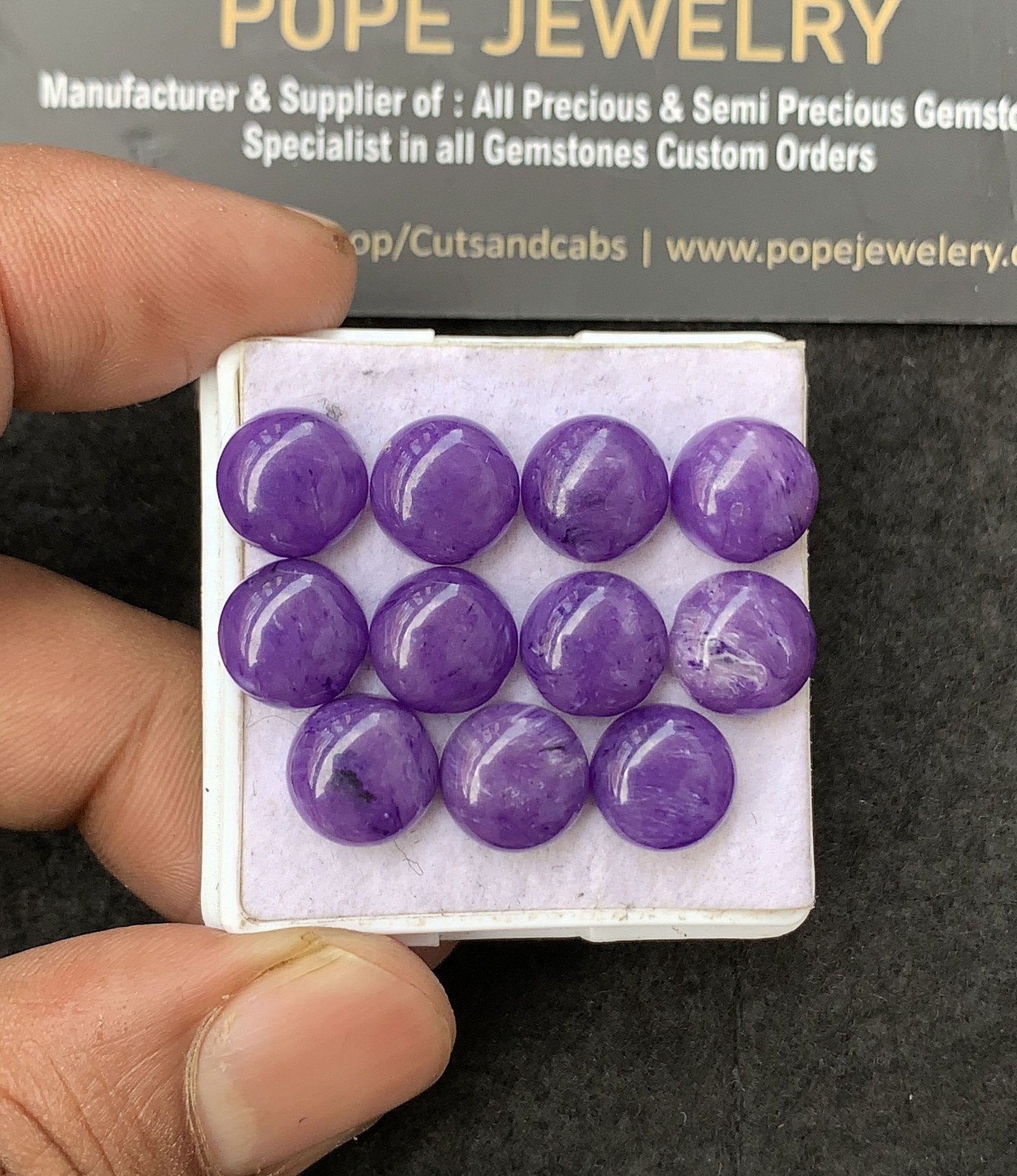 Charoite Quartz Gemstone Smooth Round Shape Cabochon High Quality Loose Gemstones For Jewelry Making 10 MM Size 11 Pcs V3070