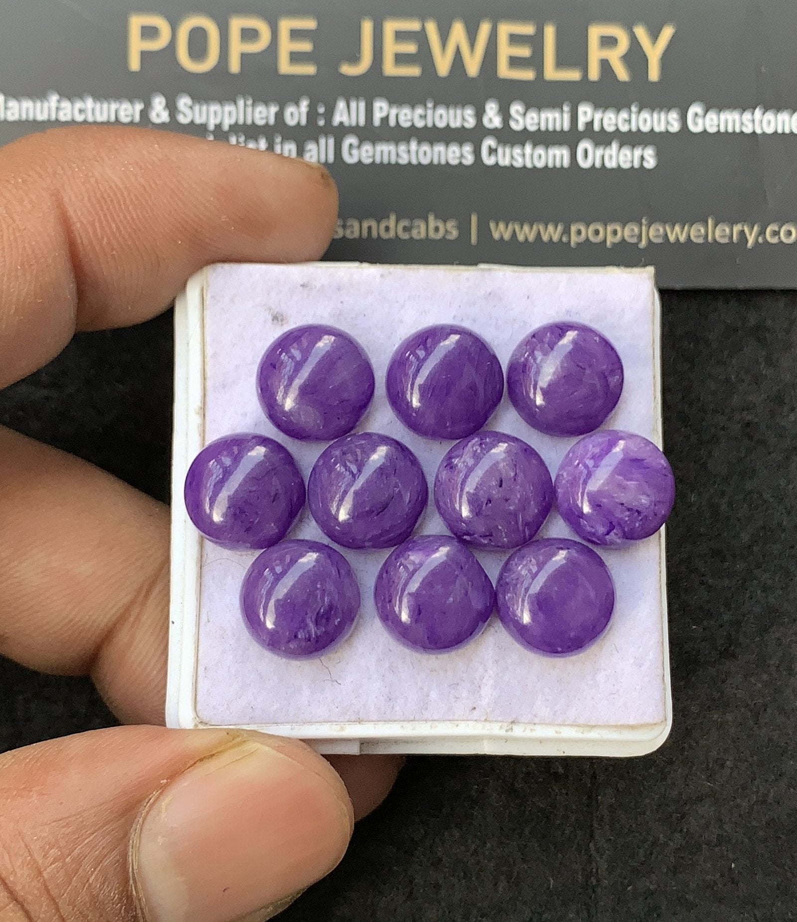 Charoite Quartz Gemstone Smooth Round Shape Cabochon High Quality Loose Gemstones For Jewelry Making 10 MM Size 10 Pcs V3072