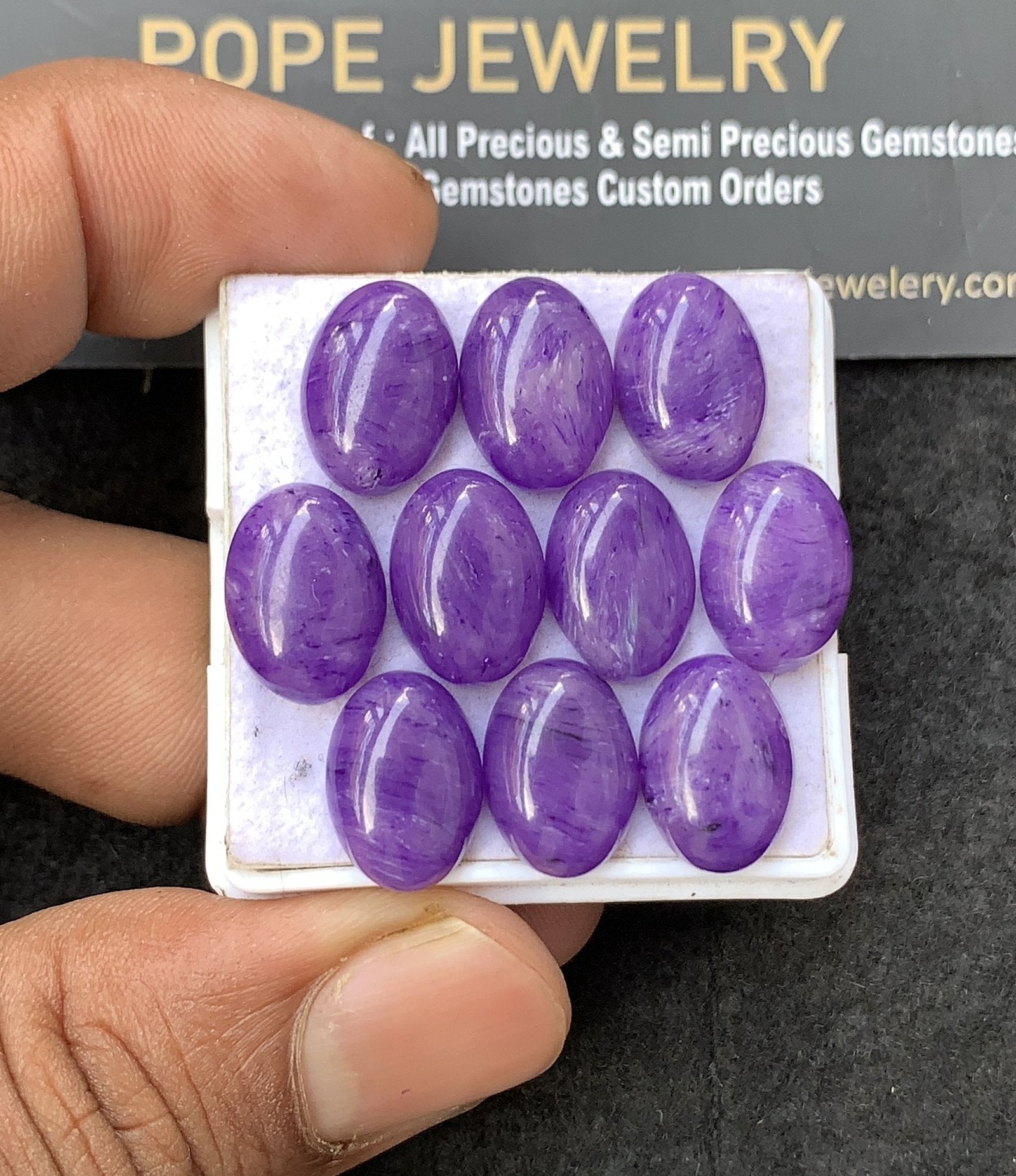 Charoite Quartz Gemstone Smooth Oval Shape Cabochon High Quality Loose Gemstones For Jewelry Making 14x10 MM Size 10 Pcs V3073