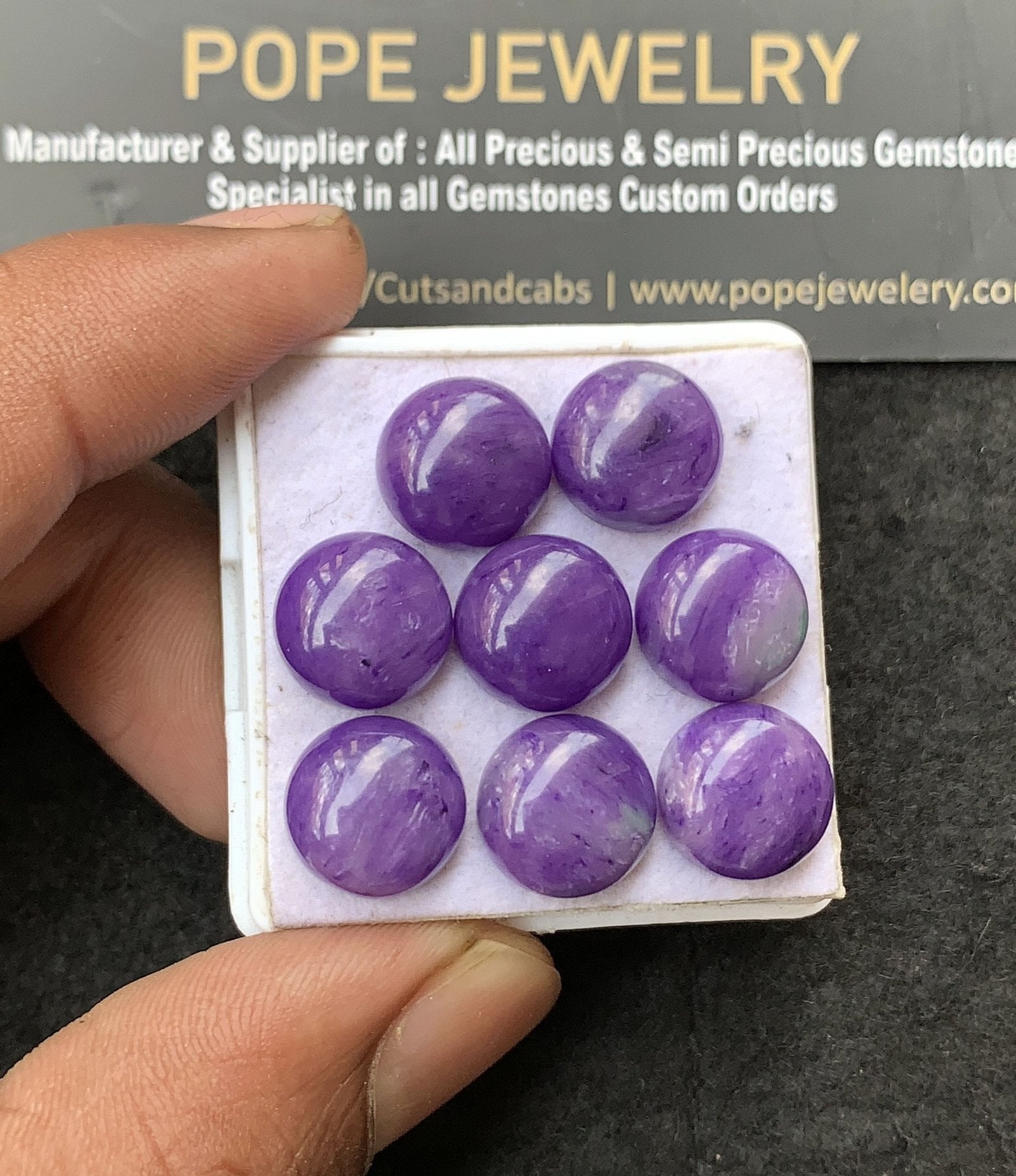 Charoite Quartz Gemstone Smooth Round Shape Cabochon High Quality Loose Gemstones For Jewelry Making 12 MM Size 8 Pcs V3076