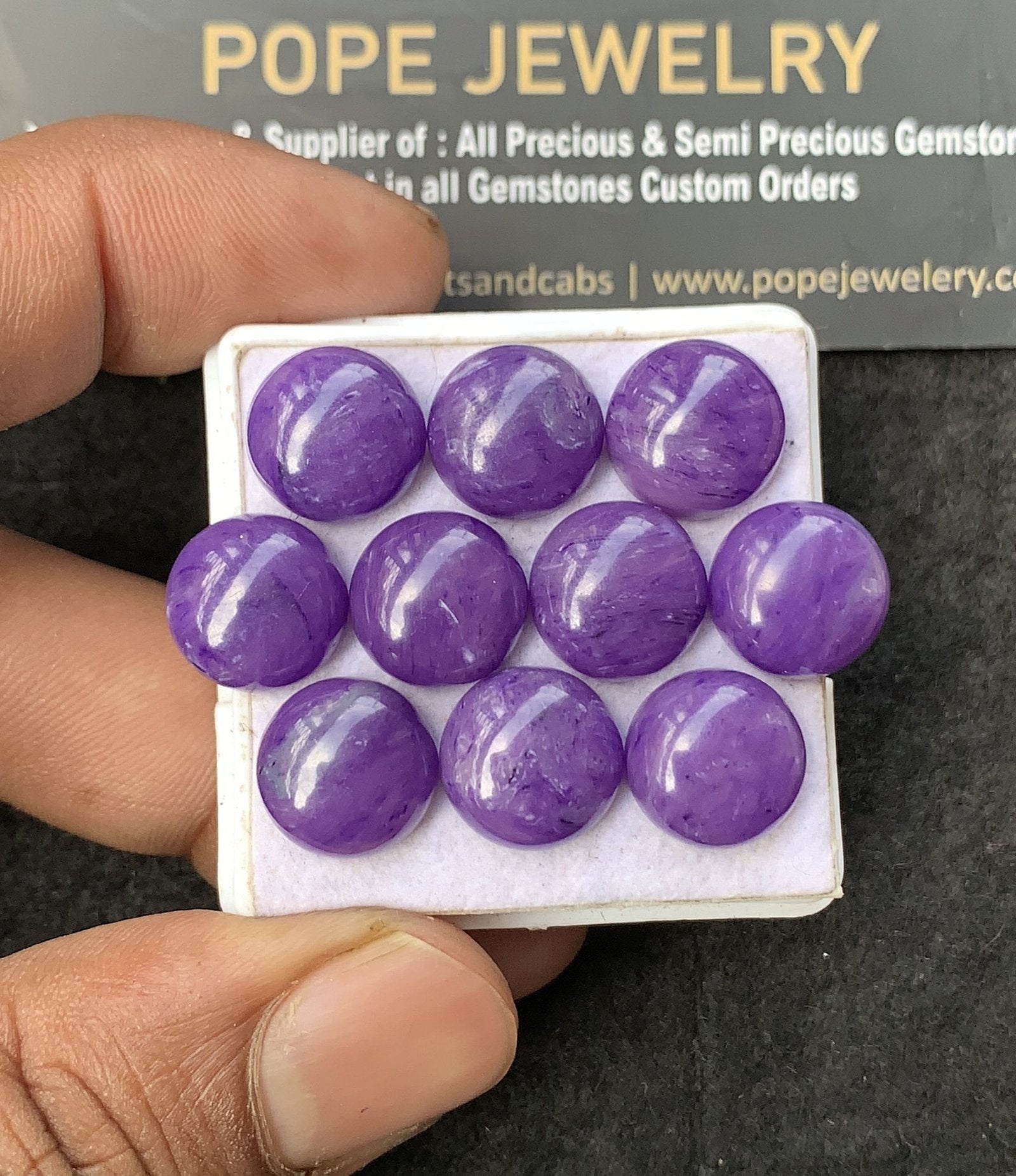 Charoite Quartz Gemstone Smooth Round Shape Cabochon High Quality Loose Gemstones For Jewelry Making 12 MM Size 10 Pcs V3078