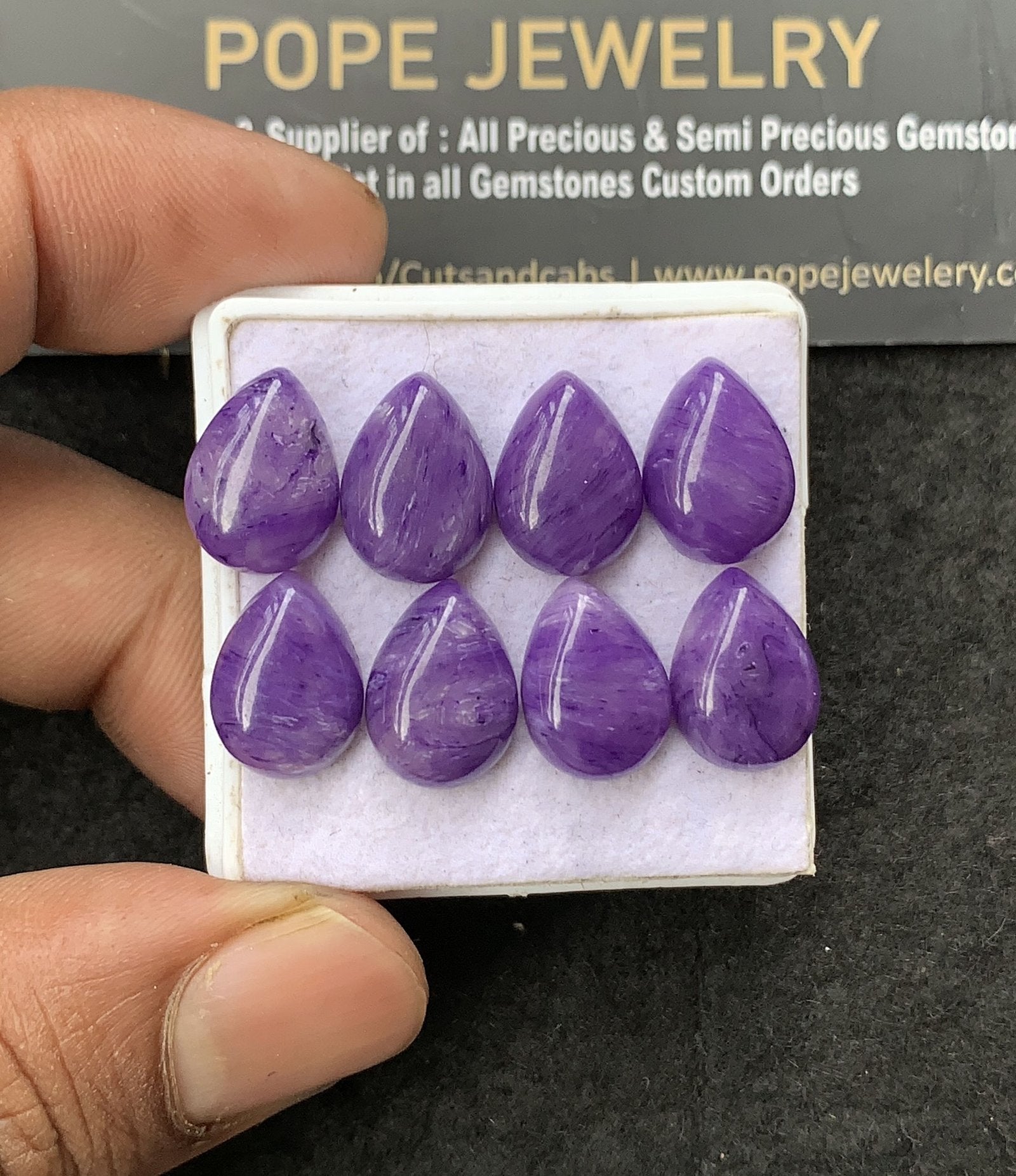 Charoite Quartz Gemstone Smooth Pear Shape Cabochon High Quality Loose Gemstones For Jewelry Making 14x10 MM Size 8 Pcs V3079
