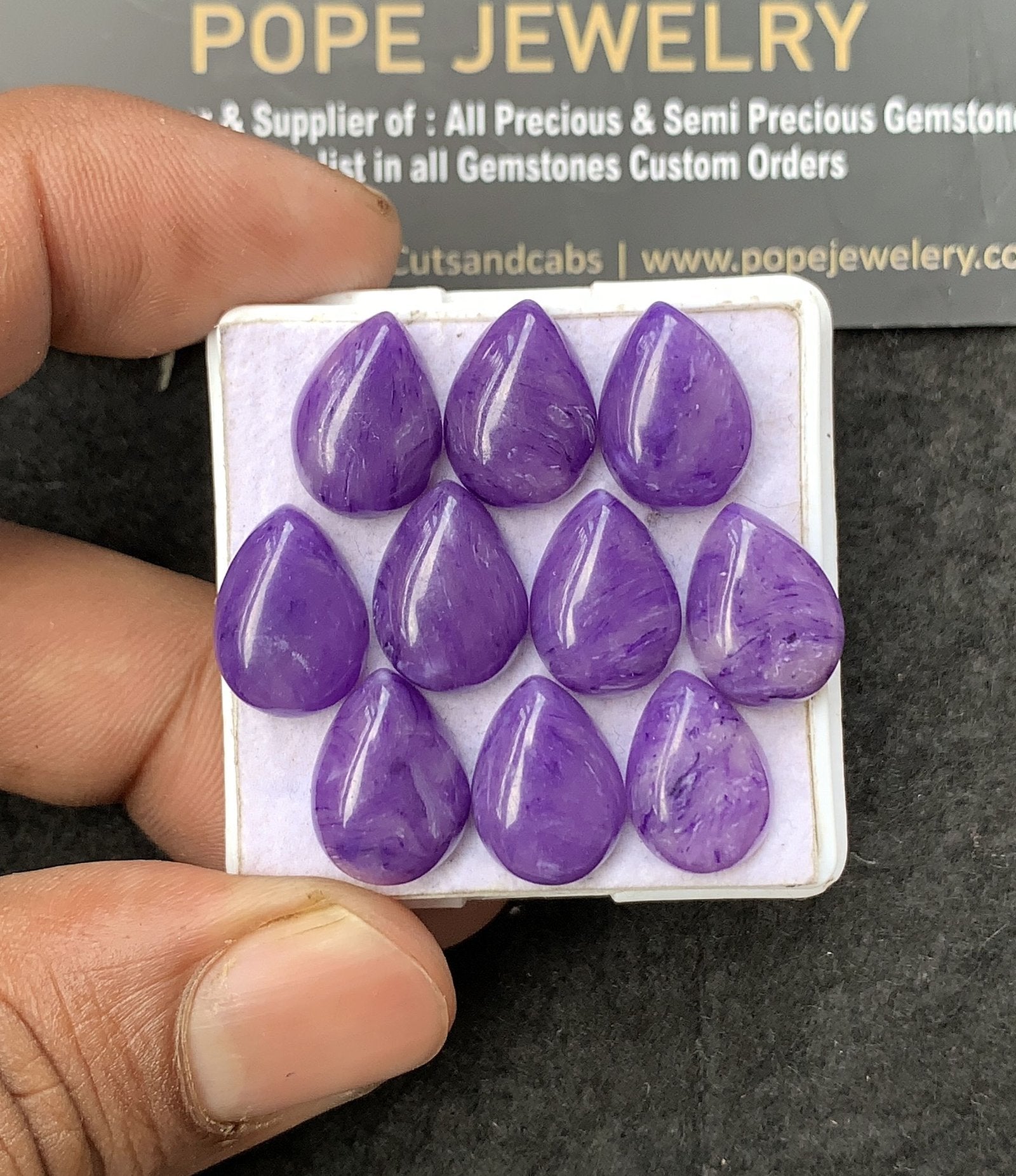 Charoite Quartz Gemstone Smooth Pear Shape Cabochon High Quality Loose Gemstones For Jewelry Making 14x10 MM Size 10 Pcs V3081
