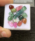 Natural Tourmaline Gemstone Rose Cut Mix Shape Cabochon High Quality Loose Gemstones For Jewelry Making 6-12 MM Size 15 Pcs V4299