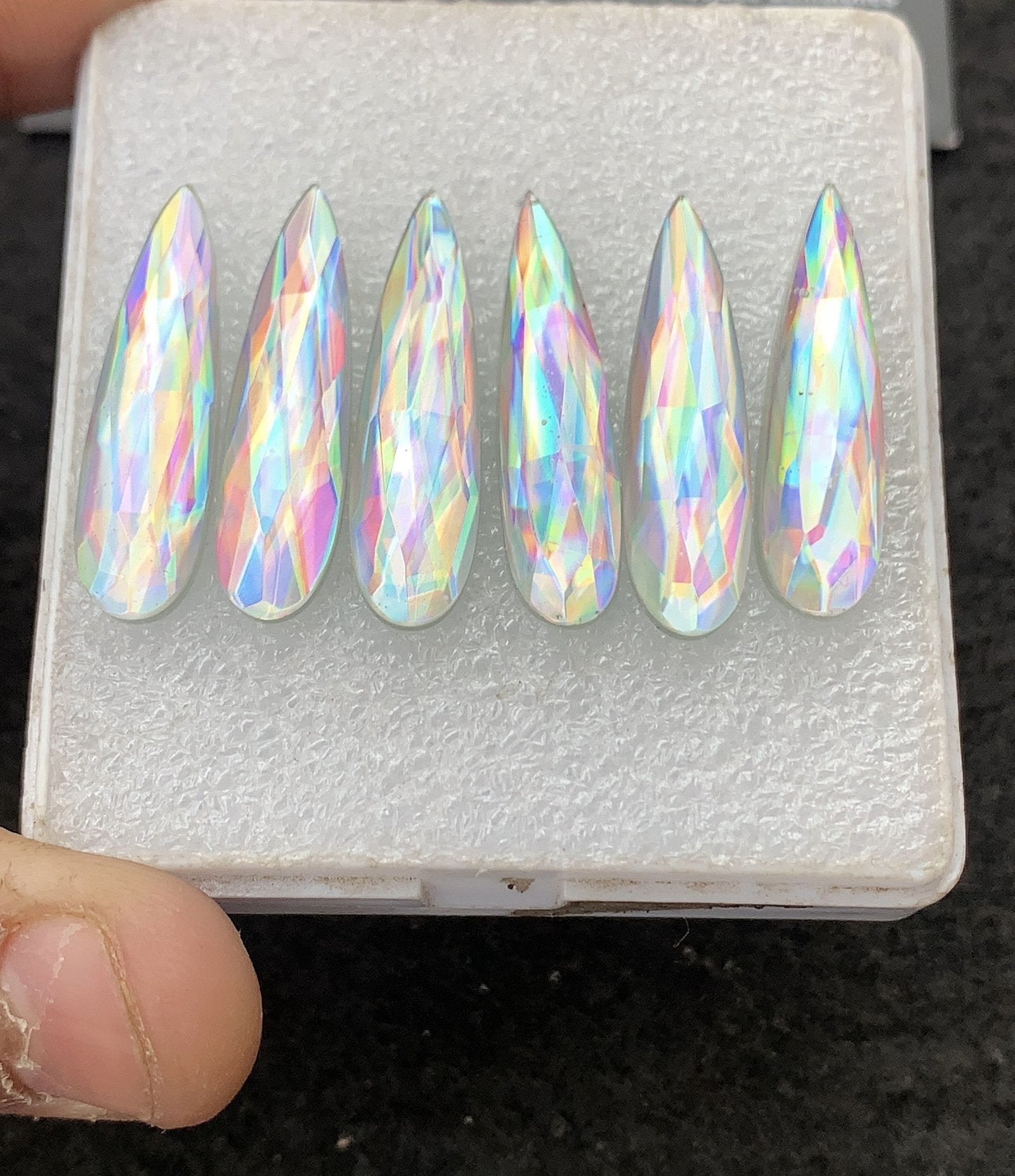 Mystic Rainbow Quartz Gemstone Step Cut Pear Cabochon High Quality Loose Gemstone Wholesalegems 30x8 MM Size 6 Pcs V4302