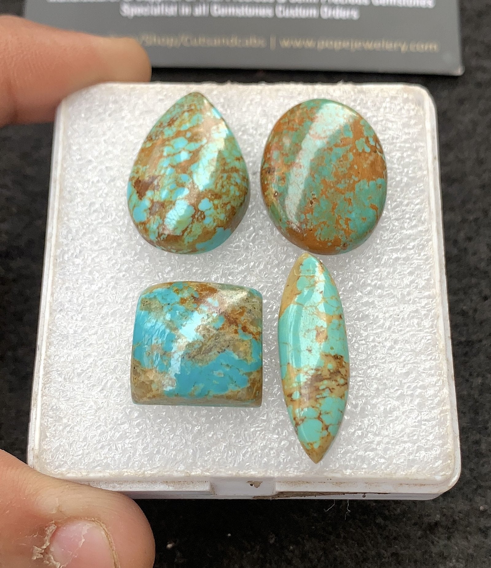 Natural American Turquoise Gemstone Smooth Mix Shape Cabochon High Quality Loose Gemstones For Jewelry Making 18-30 MM Size 4 Pcs V4303