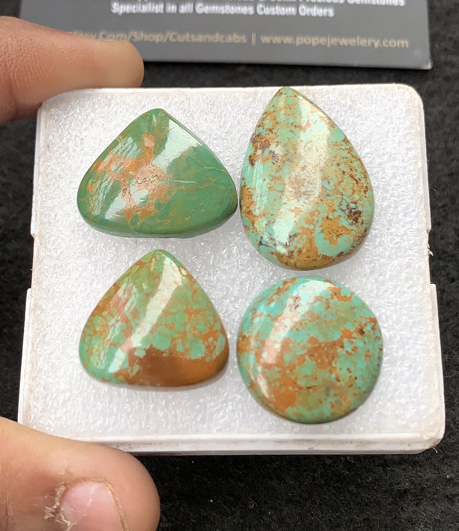 Natural American Turquoise Gemstone Smooth Mix Shape Cabochon High Quality Loose Gemstones For Jewelry Making 21-31 MM Size 4 Pcs V4304