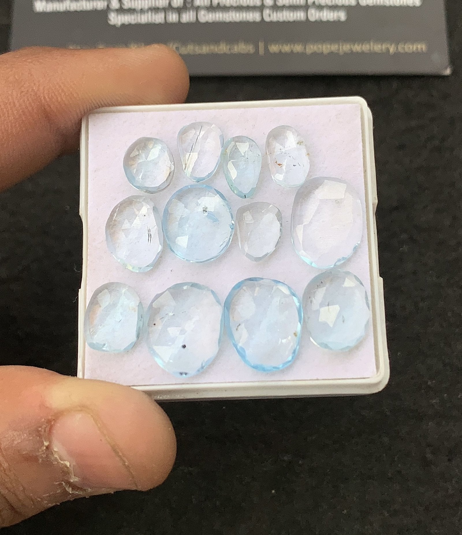 Natural Sky Blue Topaz Gemstone Rose Cut Fancy Shape Cabochon High Quality Loose Gemstones For Jewelry Making 8-13 MM Size 12 Pcs V4313