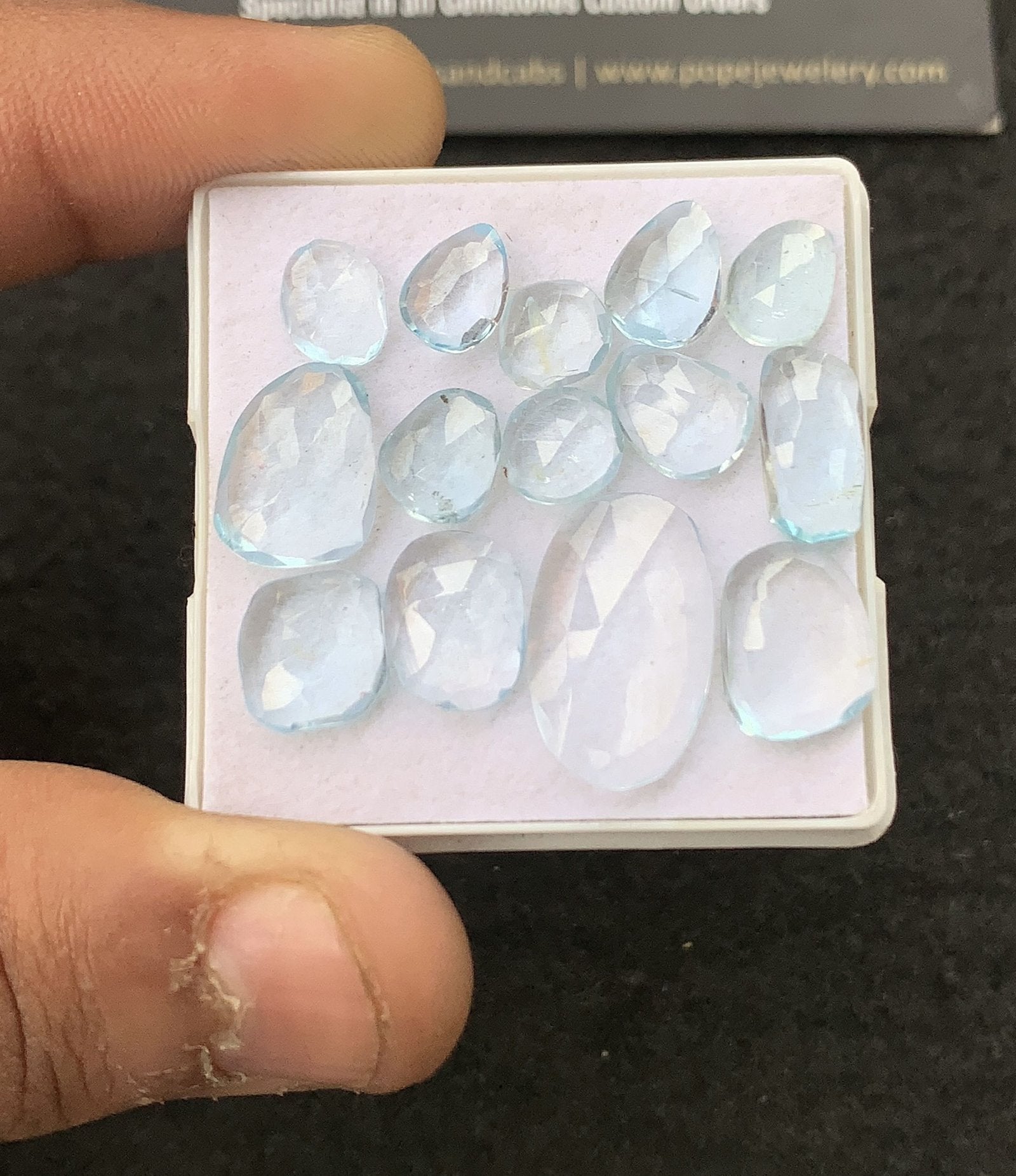 Natural Sky Blue Topaz Gemstone Rose Cut Fancy Shape Cabochon High Quality Loose Gemstones For Jewelry Making 8-17 MM Size 14 Pcs V4314