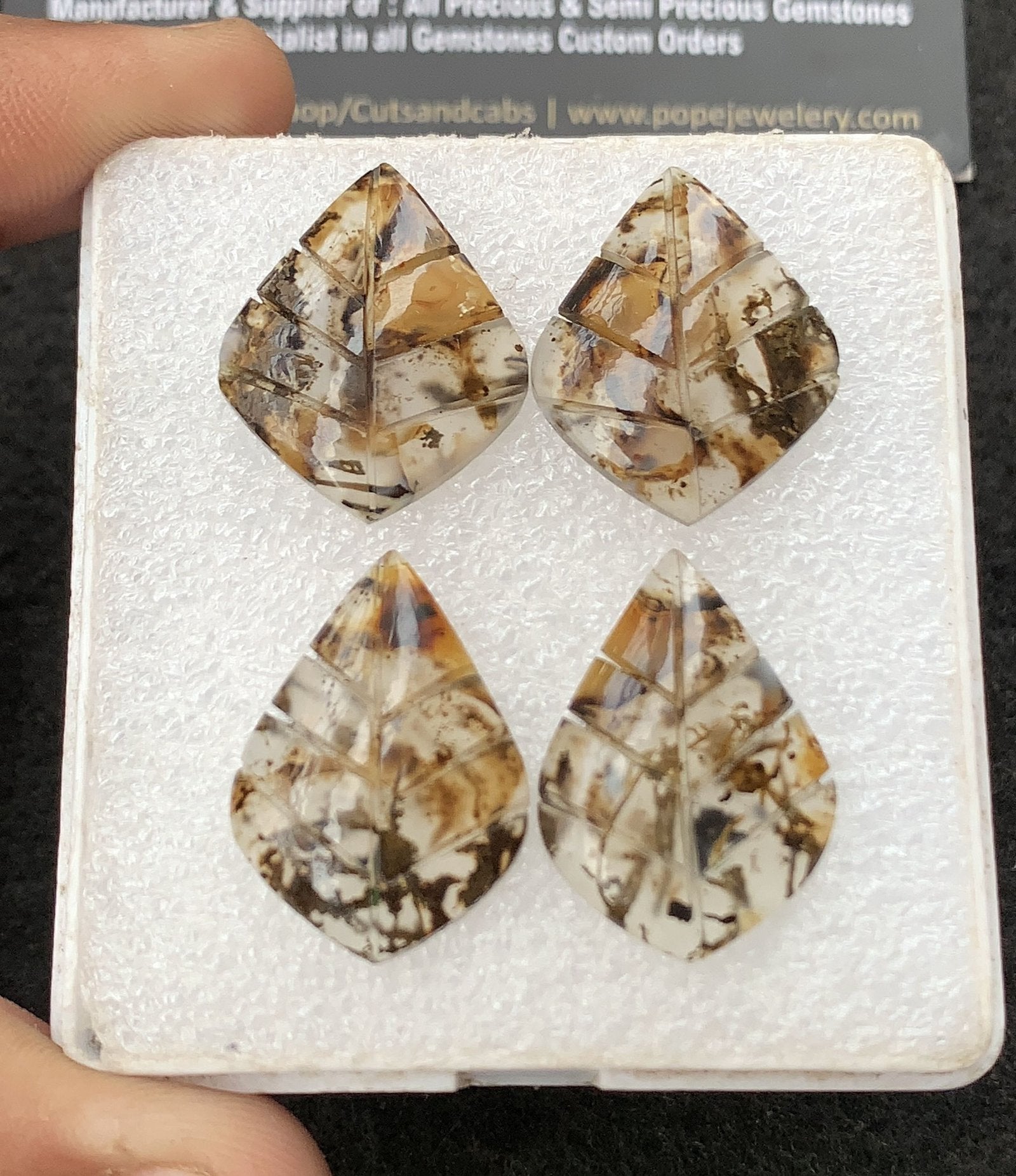 Natural Montana Agate Gemstone Hand Carved Fancy Shape Cabochon High Quality Loose Gemstones For Jewelry Making 24-25 MM Size 2 Pair V4318
