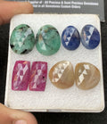 Natural Sapphire Gemstone Rose Cut Mix Shape Cabochon High Quality Loose Gemstones For Jewelry Making 16-20 MM Size 4 Pair V4319