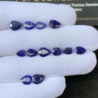 Natural Blue Sapphire Faceted Cut Pear Shape Loose Gemstones For Jewelry Making Wholesalegems 6-8 MM Size 12 Pcs SM24476