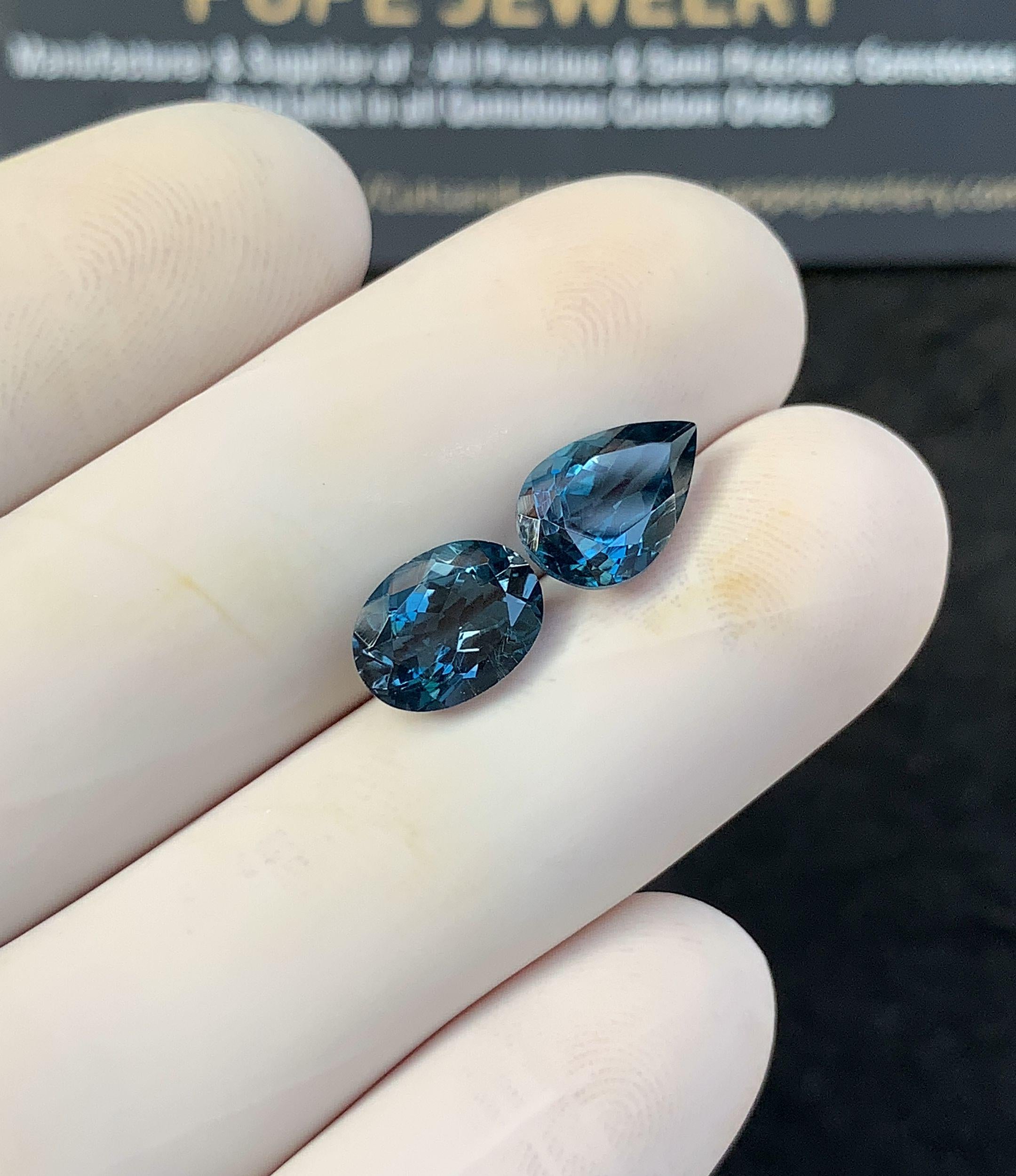 Natural London Blue Topaz Gemstone Faceted Cut Mix Shape Loose Gemstone For Jewelry Making Wholesalegems 9-10 MM Size 2 Pcs SM25143