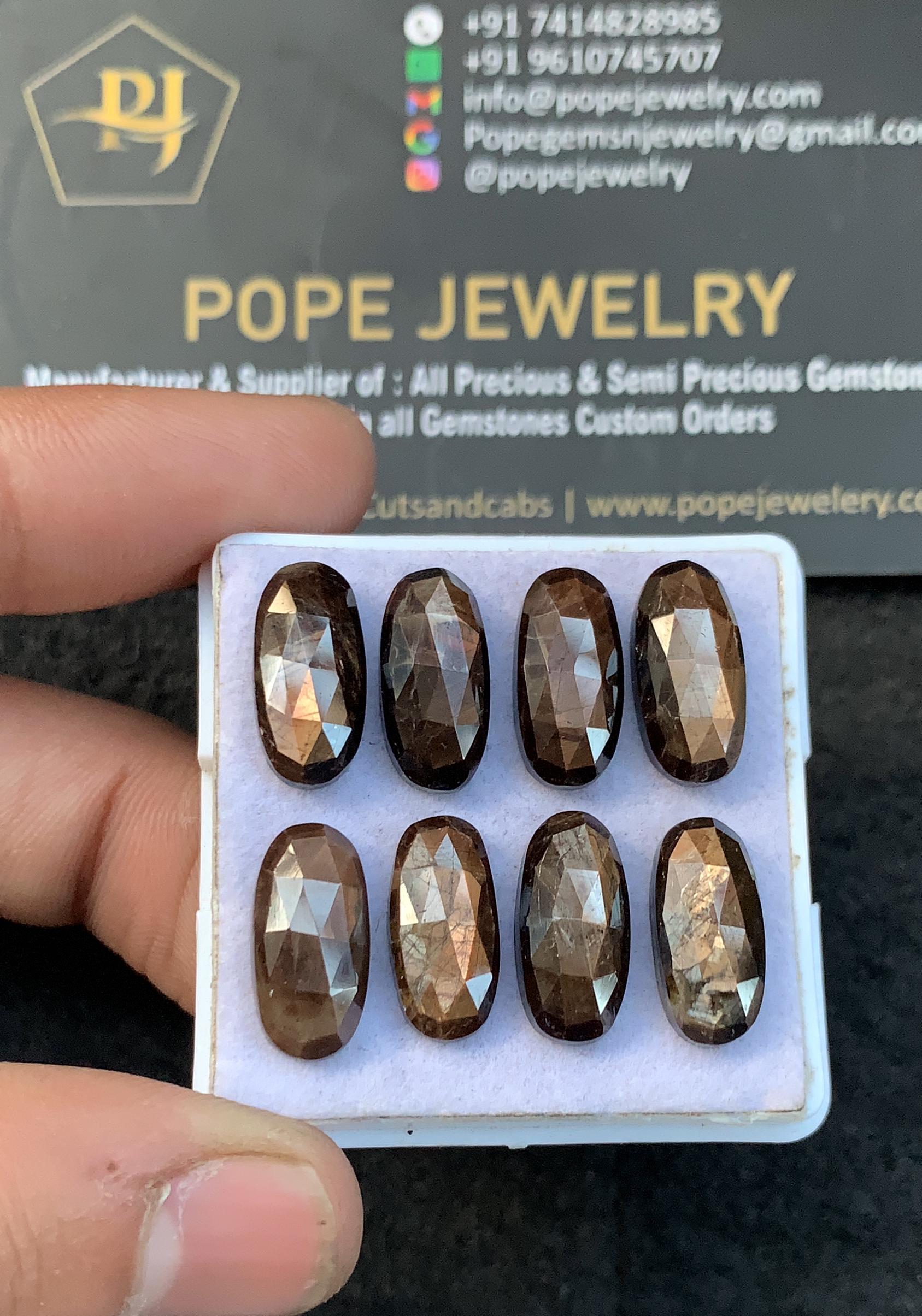 Golden Sapphire Gemstone Cabochon-Golden Sapphire One Side Rose Cut Cabs-Golden Sapphire Rose Cut Oval-15*8 MM-9 Pcs-Jewelry Supply SM21760