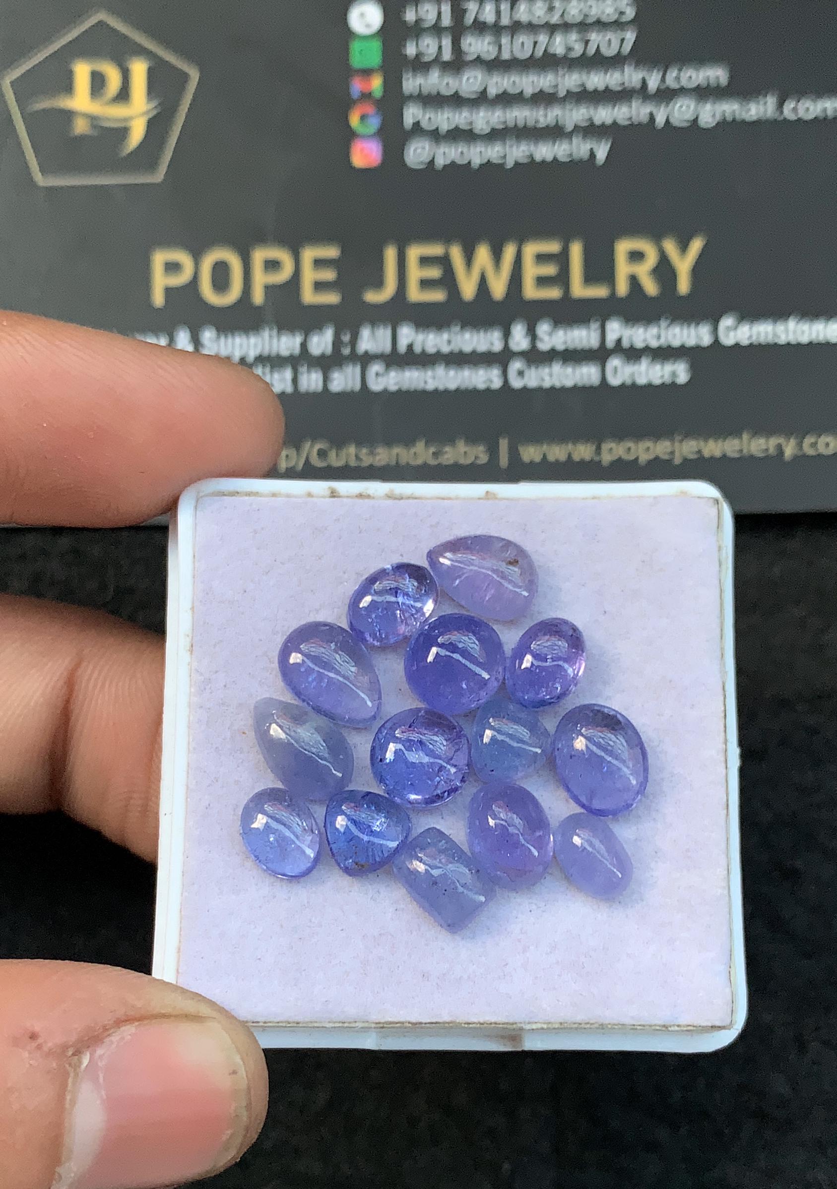 Natural Tanzanite Gemstone Cabochon-Tanzanite Smooth Gemstone Cabochon-Tanzanite Smooth Mix Shape-6-9 MM-14 Pcs-Jewelry Supply SM21765