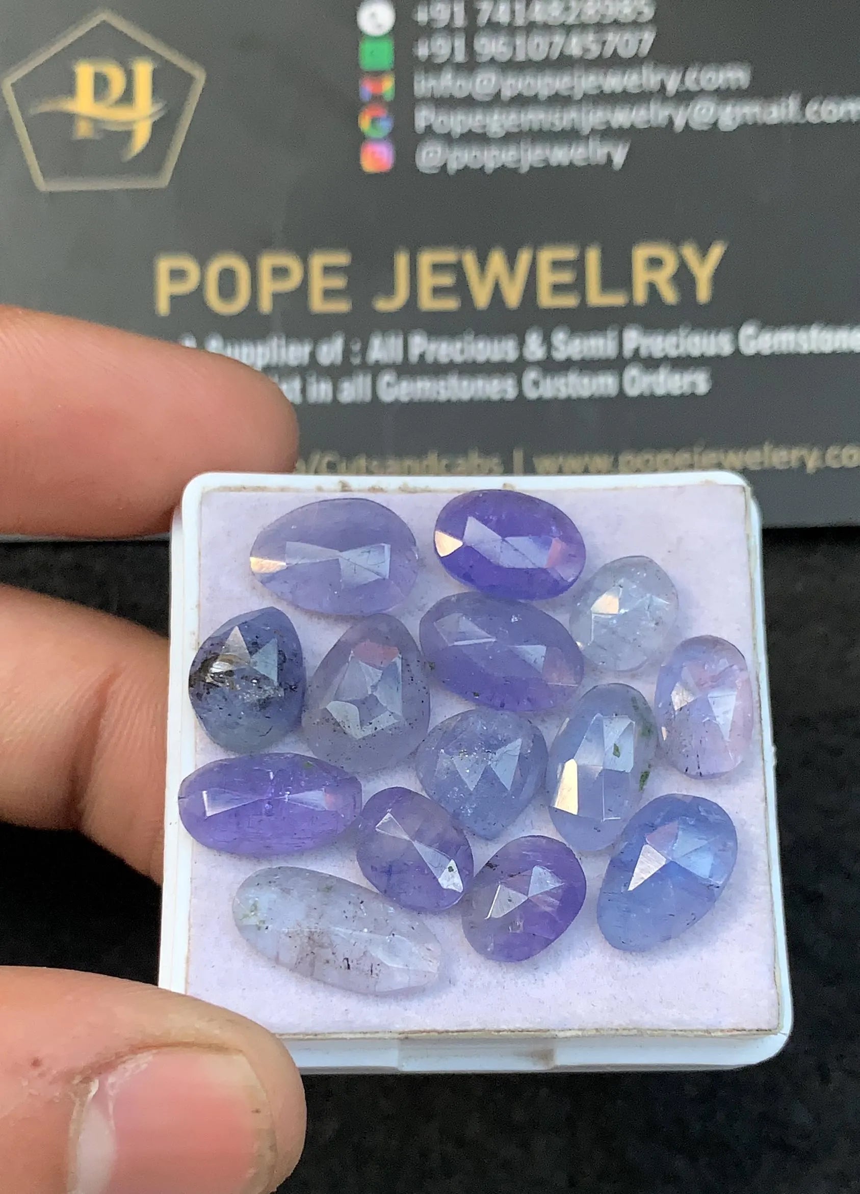 Natural Tanzanite Gemstone Cabochon-Tanzanite One Side Rose Cut Gemstone Cabs-Tanzanite Rose Cut Fancy-9-14 MM-14 Pcs-Jewelry Supply SM21767