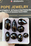 Black Spinel Gemstone Cabochon-Black Spinel Rose Cut Gemstone-Black Spinel Rose Cut Mix Shape-8-20 MM-8 Pcs-Jewelry Supply SM22704