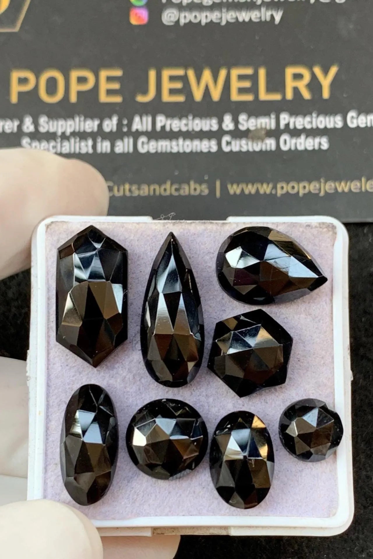 Black Spinel Gemstone Cabochon-Black Spinel Rose Cut Gemstone-Black Spinel Rose Cut Mix Shape-8-20 MM-8 Pcs-Jewelry Supply SM22704