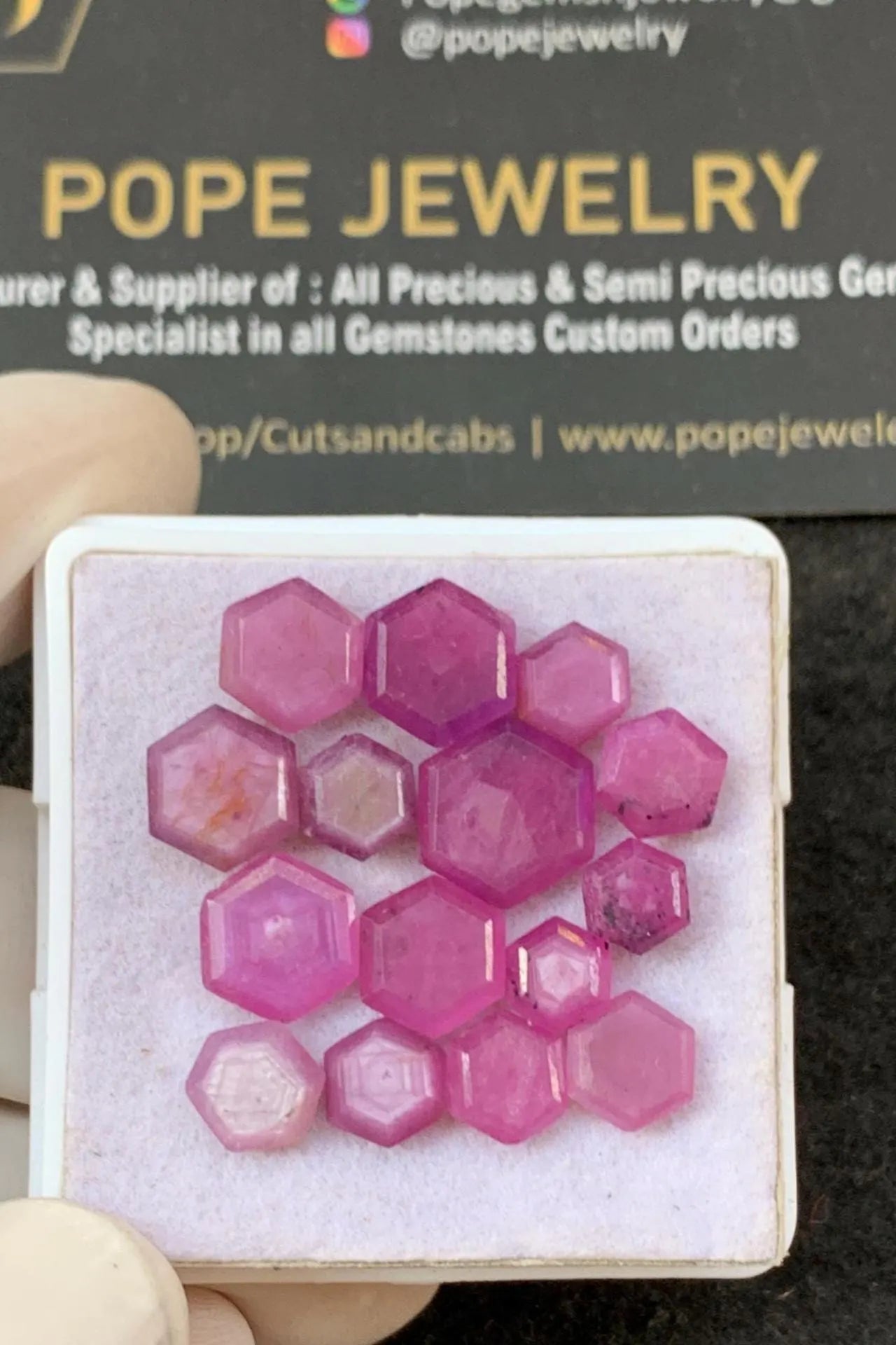 Silky Pink Sapphire Gemstone-Silky Pink Sapphire Step Cut Gemstone-Silky Pink Sapphire Step Cut Hexagon-5-9 MM-15 Pcs-Jewelry Supply SM22735
