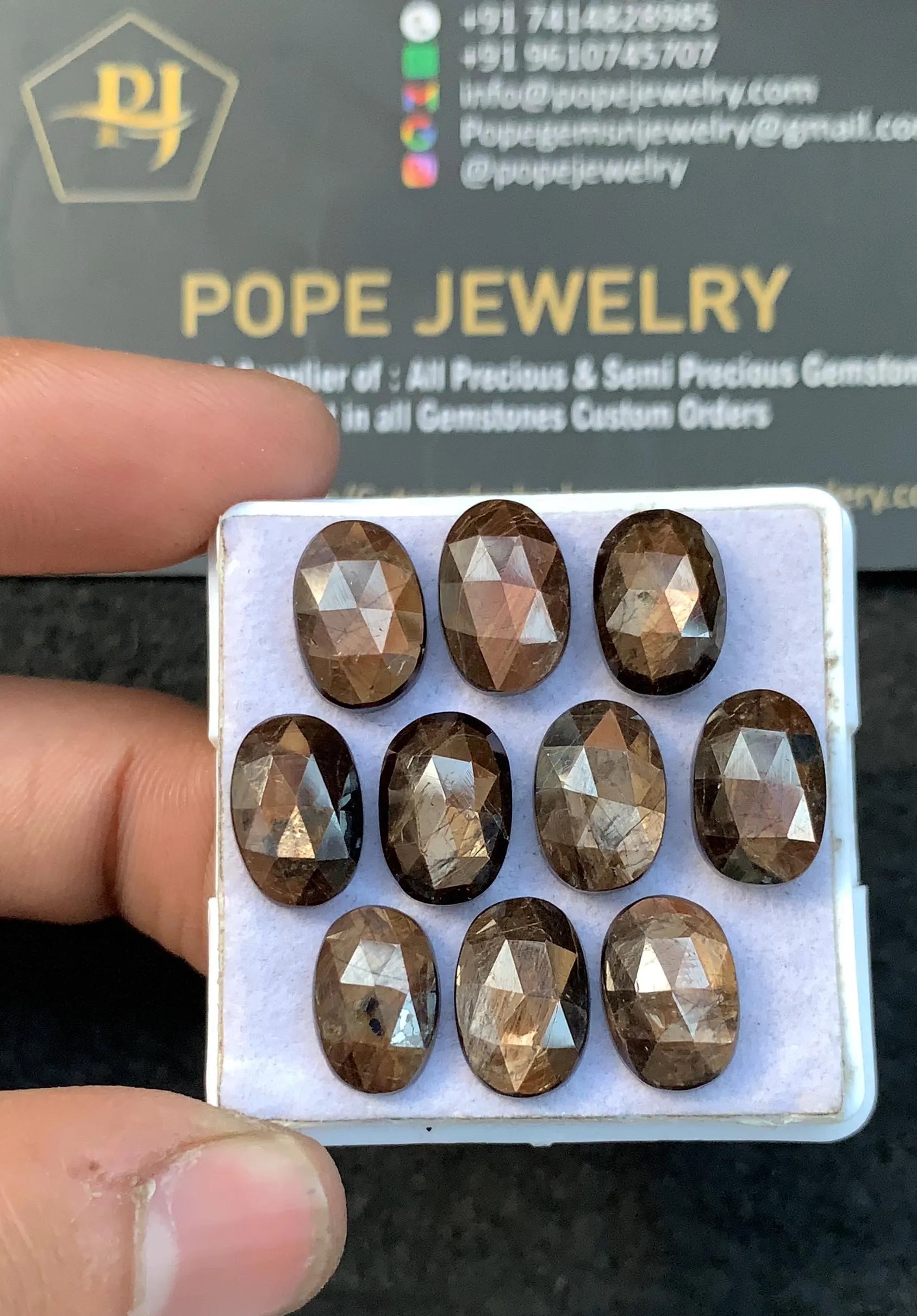 Golden Sapphire Gemstone Cabochon-Golden Sapphire One Side Rose Cut Cabs-Golden Sapphire Rose Cut Oval-12*8 MM-10 Pcs-Jewelry Supply SM21759