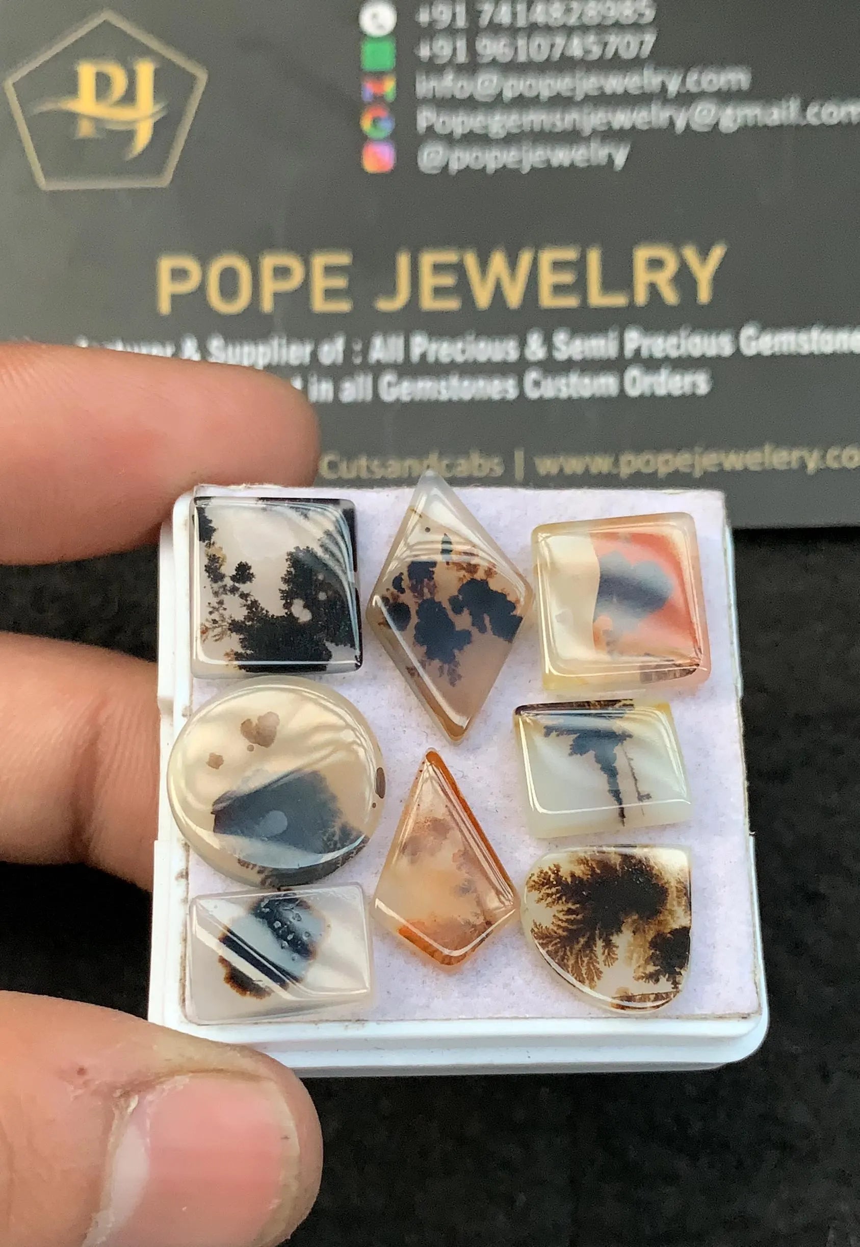 Scenic Agate Gemstone Cabochon-Scenic Agate Smooth Gemstone Cabochon-Scenic Agate Smooth Mix Shape-11-20 MM-8 Pcs-Jewelry Supply SM21772