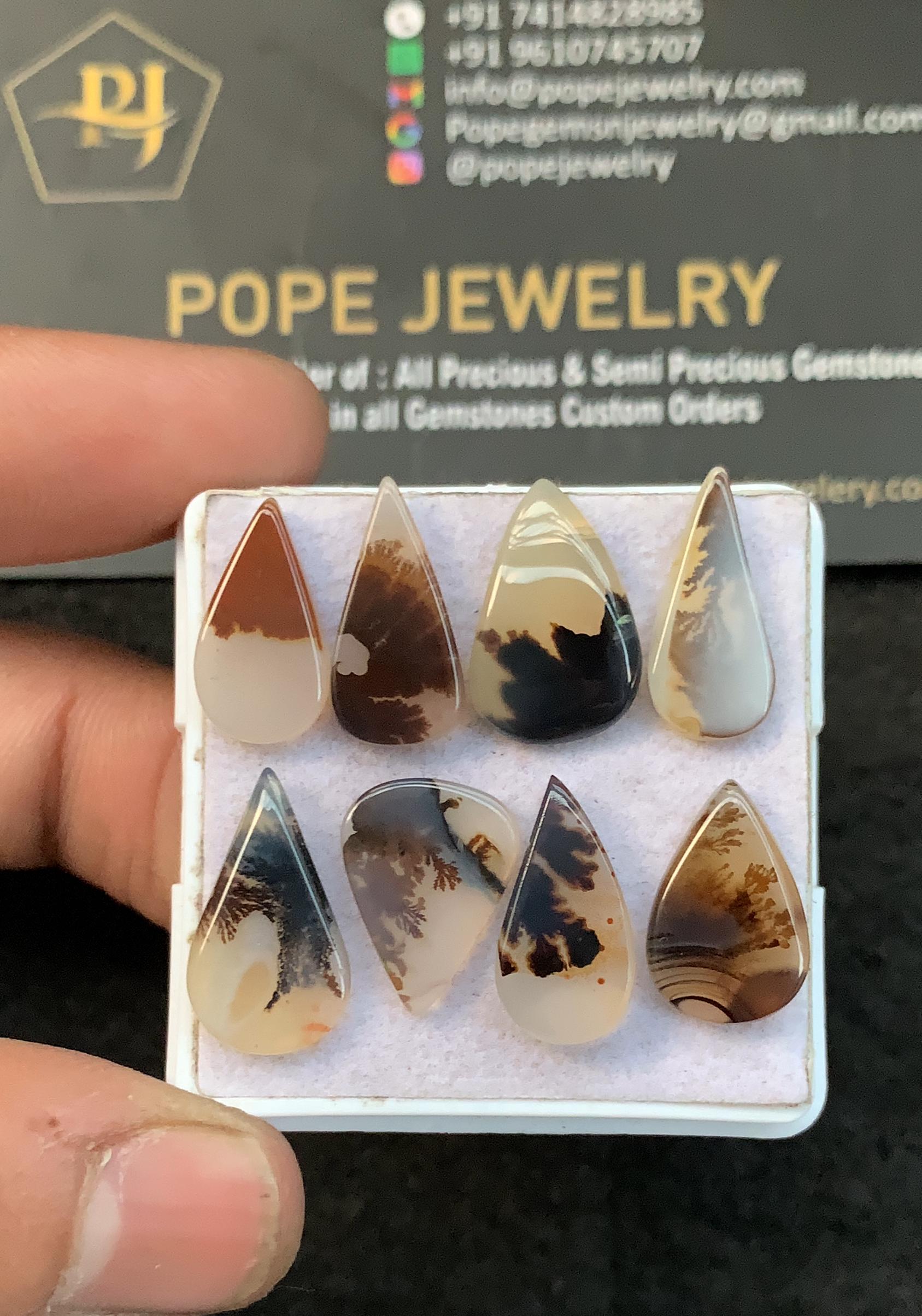 Scenic Agate Gemstone Cabochon-Scenic Agate Smooth Gemstone Cabochon-Scenic Agate Smooth Pear-15-18 MM-8 Pcs-Jewelry Supply SM21773