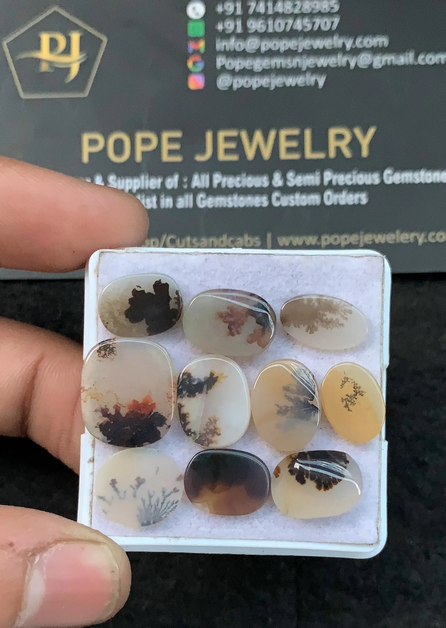 Scenic Agate Gemstone Cabochon-Scenic Agate Smooth Gemstone Cabochon-Scenic Agate Smooth Oval-11-15 MM-10 Pcs-Jewelry Supply SM21775