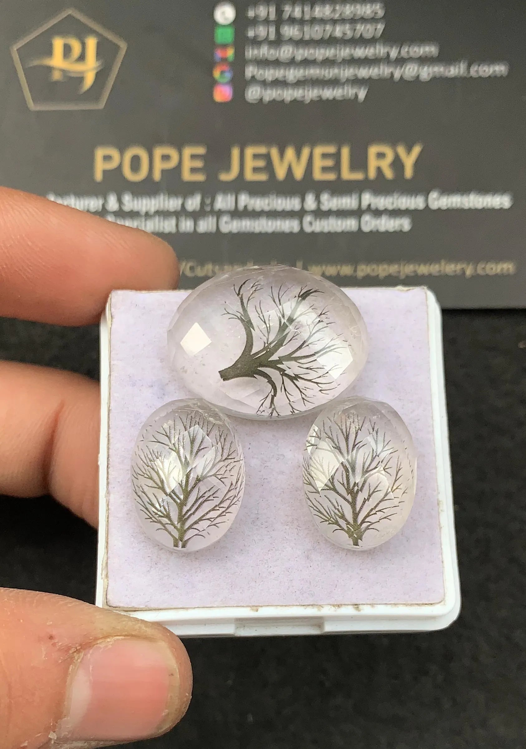 Crystal Doublet & Streak Effect Gemstone Cabochon-Crystal Doublet And Streak Effect Rose Cut Oval-17-23 MM-3 Pcs-Jewelry Supply SM21781