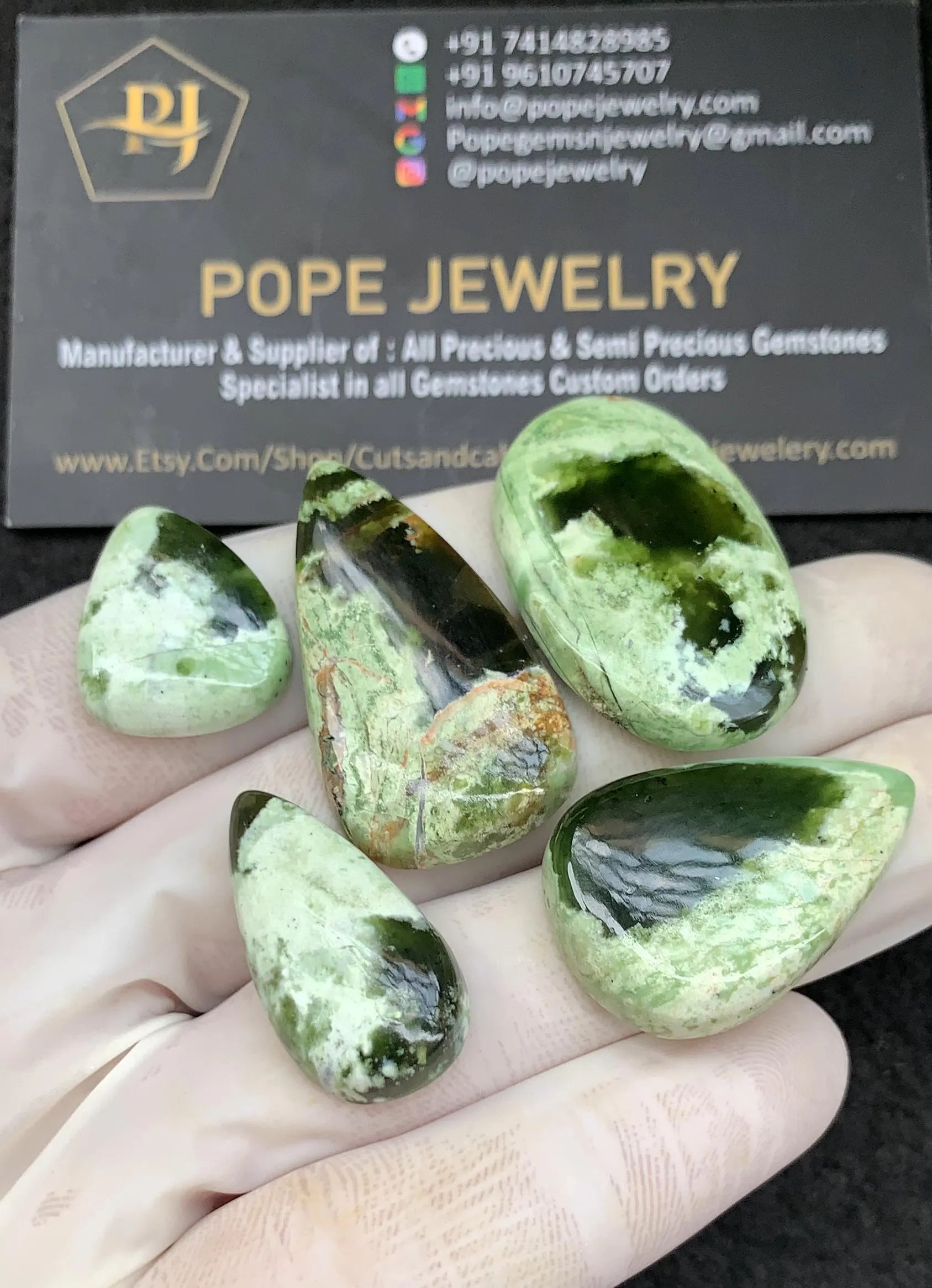 Chrome Gemstone Cabochon-Chrome Smooth Gemstone Cabochon-Chrome Smooth Mix Shape-19-36 MM-5 Pcs-Jewelry Supply SM21788