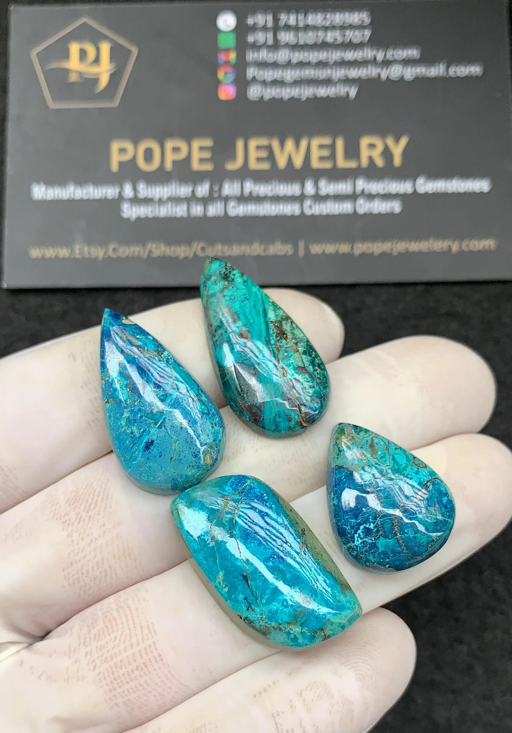 Shattuckite Gemstone Cabochon-Shattuckite Smooth Gemstone Cabochon-Shattuckite Smooth Mix Shape-20-28 MM-4 Pcs-Jewelry Supply SM21790